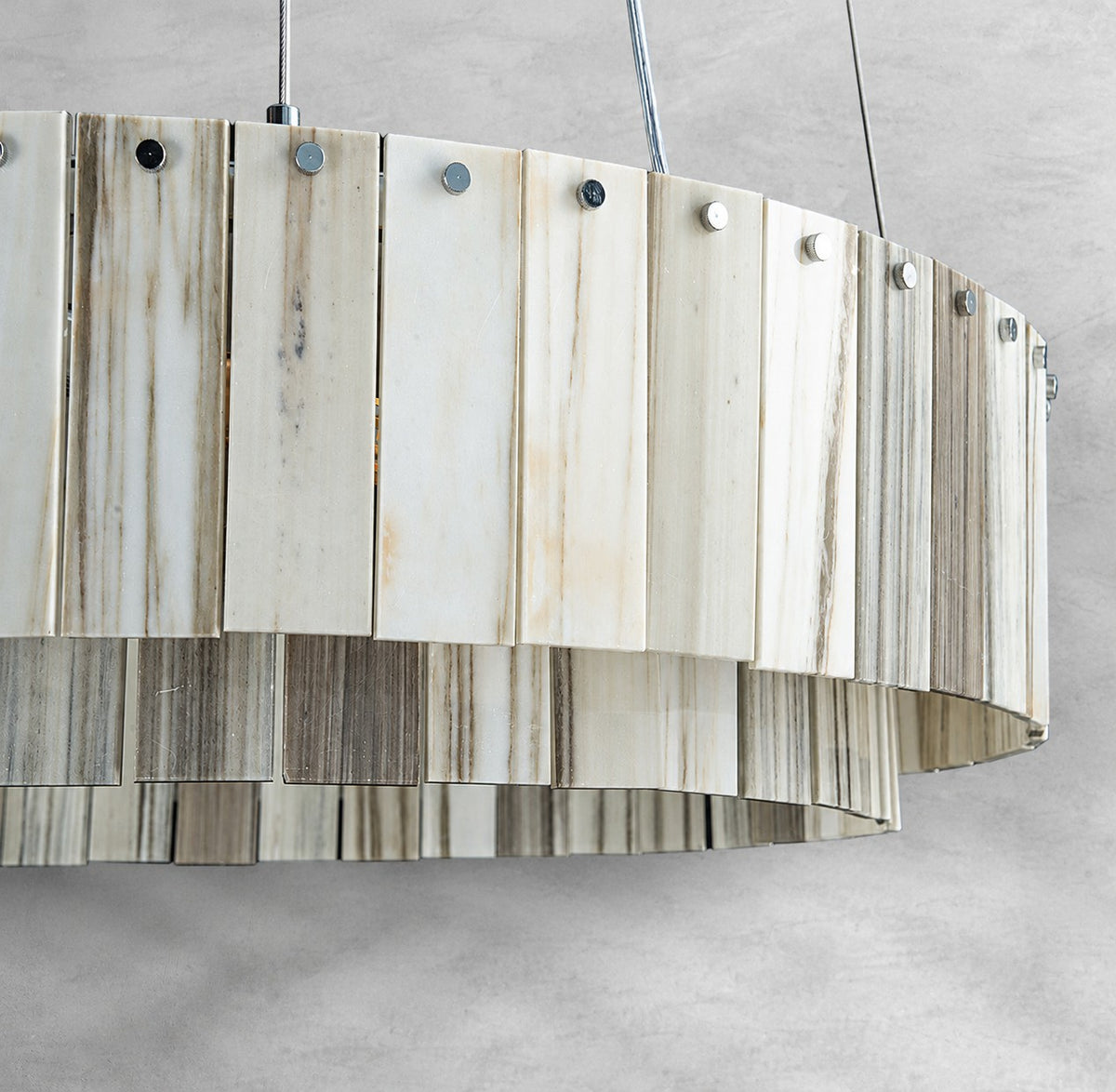 Modern Two-Tier Luxury Stone Round Chandelier