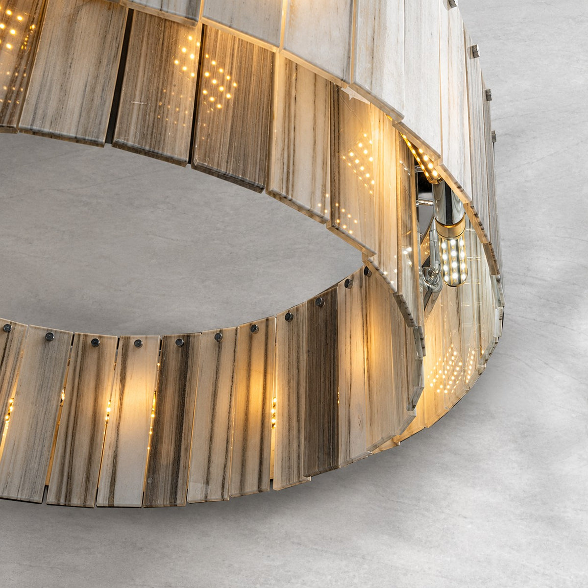 Modern Two-Tier Luxury Stone Round Chandelier