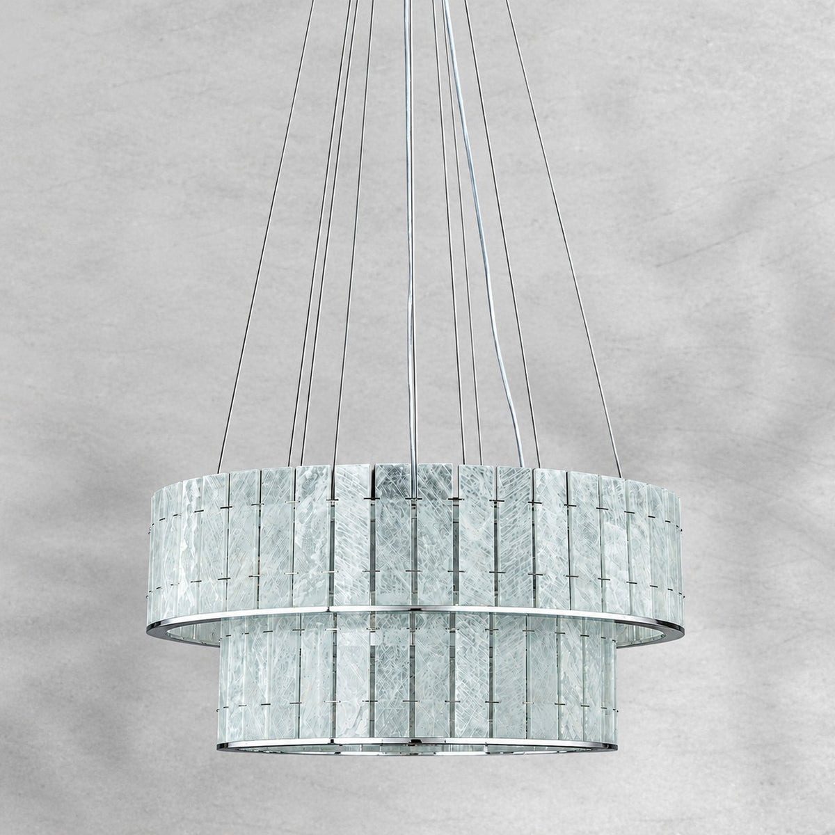 Modern Two-Tier Luxury Stone Round Chandelier