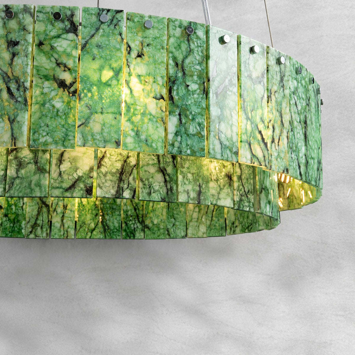 Modern Two-Tier Luxury Stone Round Chandelier
