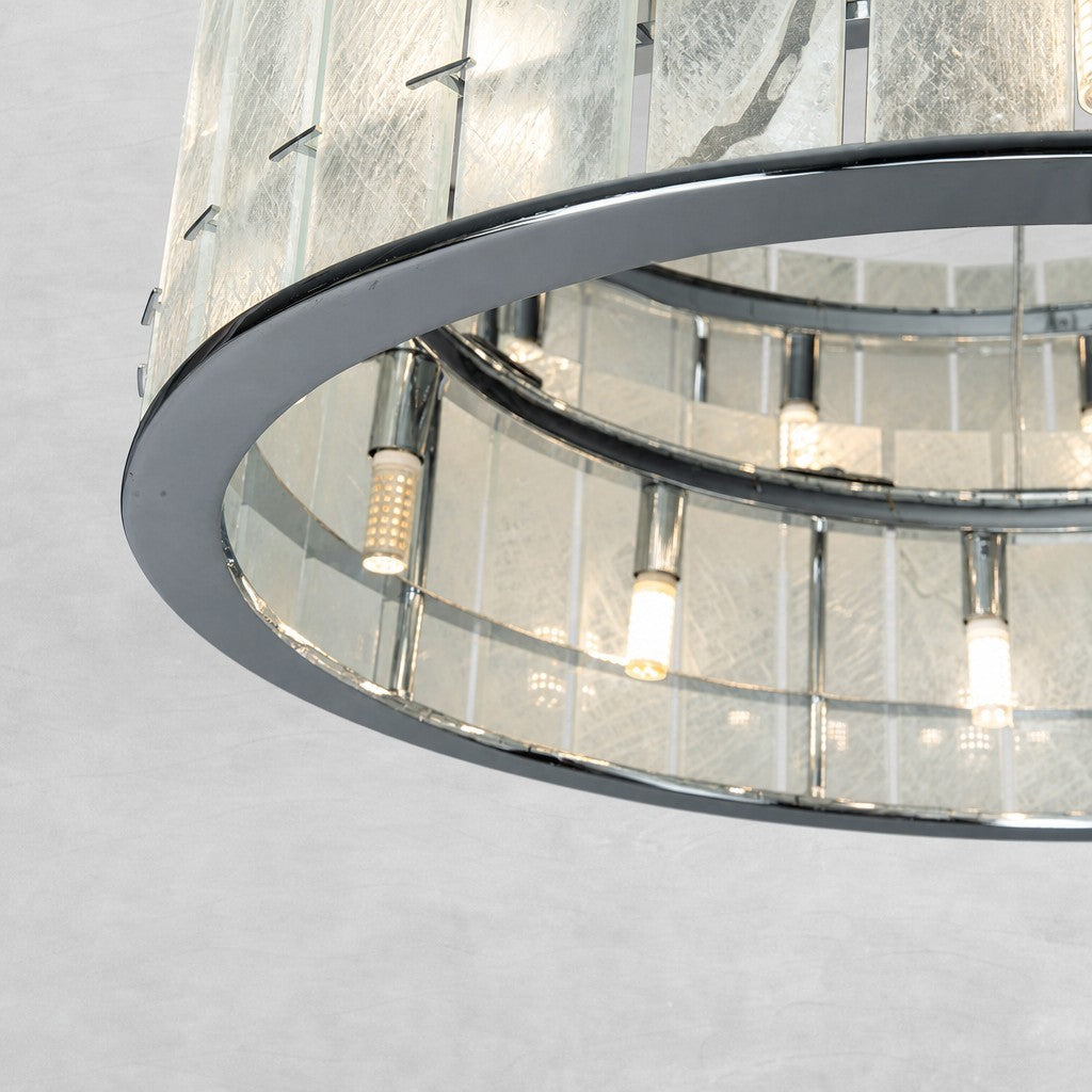 Modern Two-Tier Luxury Stone Round Chandelier