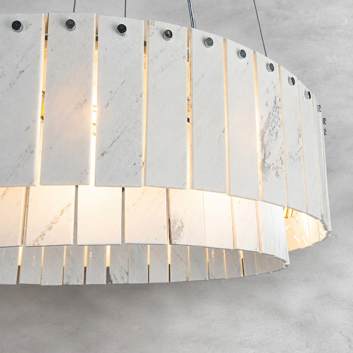 Modern Two-Tier Luxury Stone Round Chandelier