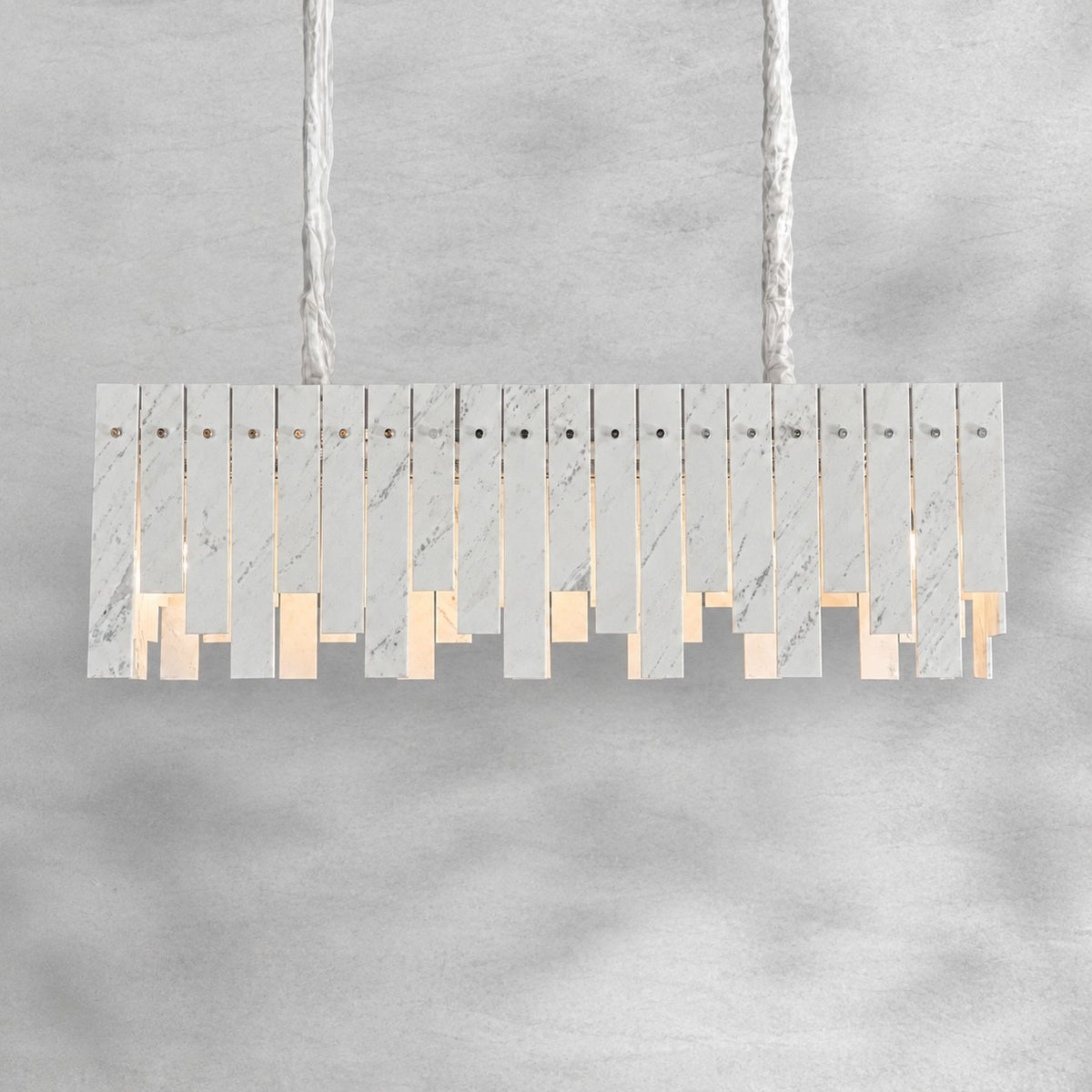Modern Yugoslav White Luxury Stone Linear Chandelier