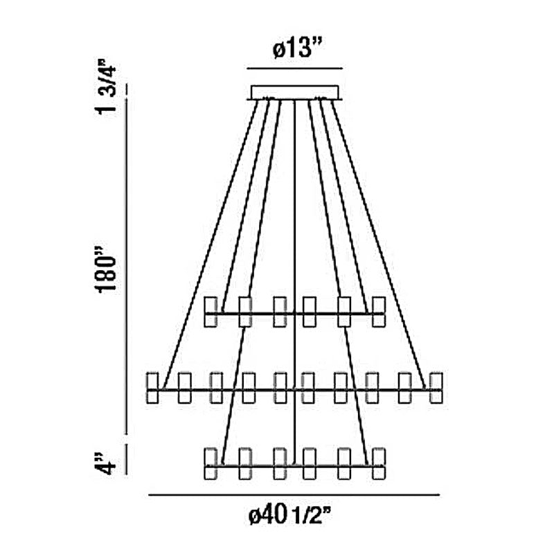 Sharon Three Tier Chandelier 40.5''W