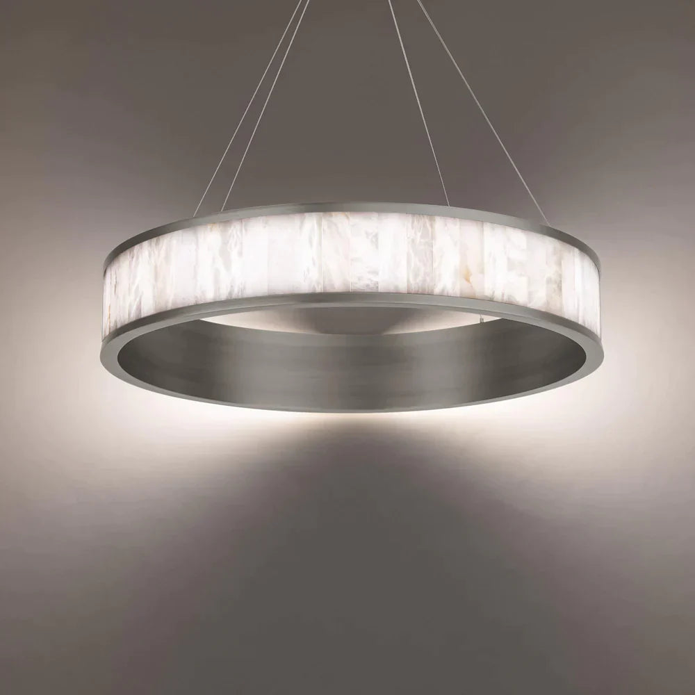 Alabaster Round Ring LED Chandelier 28"