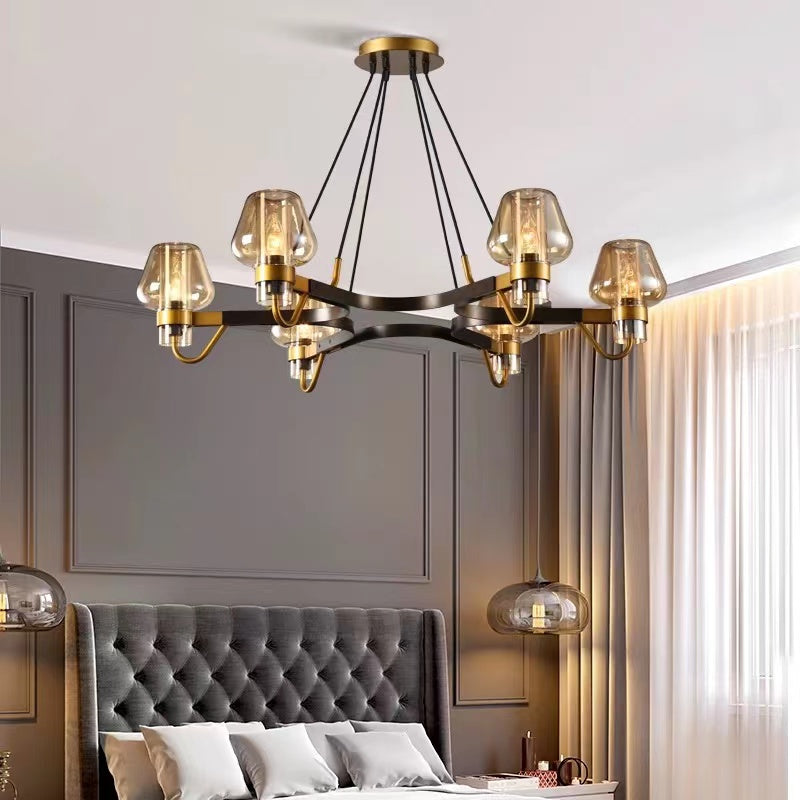 Brass,post-modern,industrial style, bulb, light luxury, 6 heads, glass, 8 heads,chandeliers, branch, pendants, Lyfairs, living room. bedroom, dining room, light,