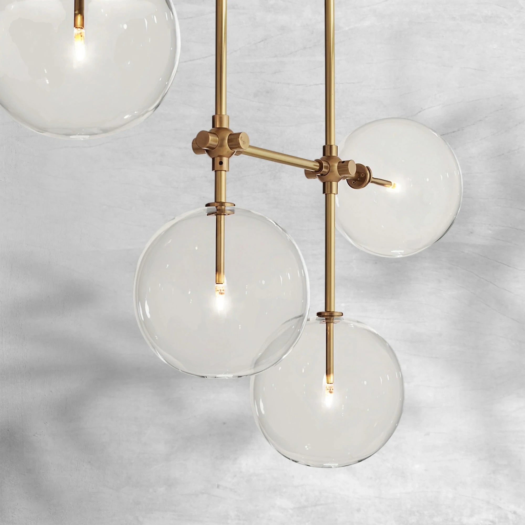 Glass Globe Mobile Linear Chandelier 60"