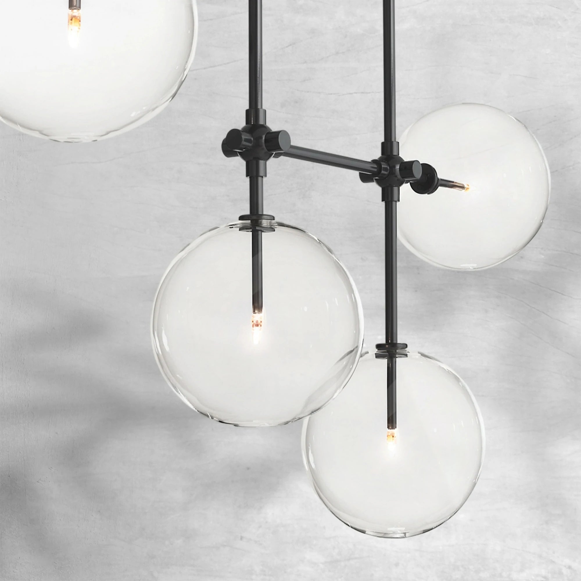 Glass Globe Mobile Linear Chandelier 60"