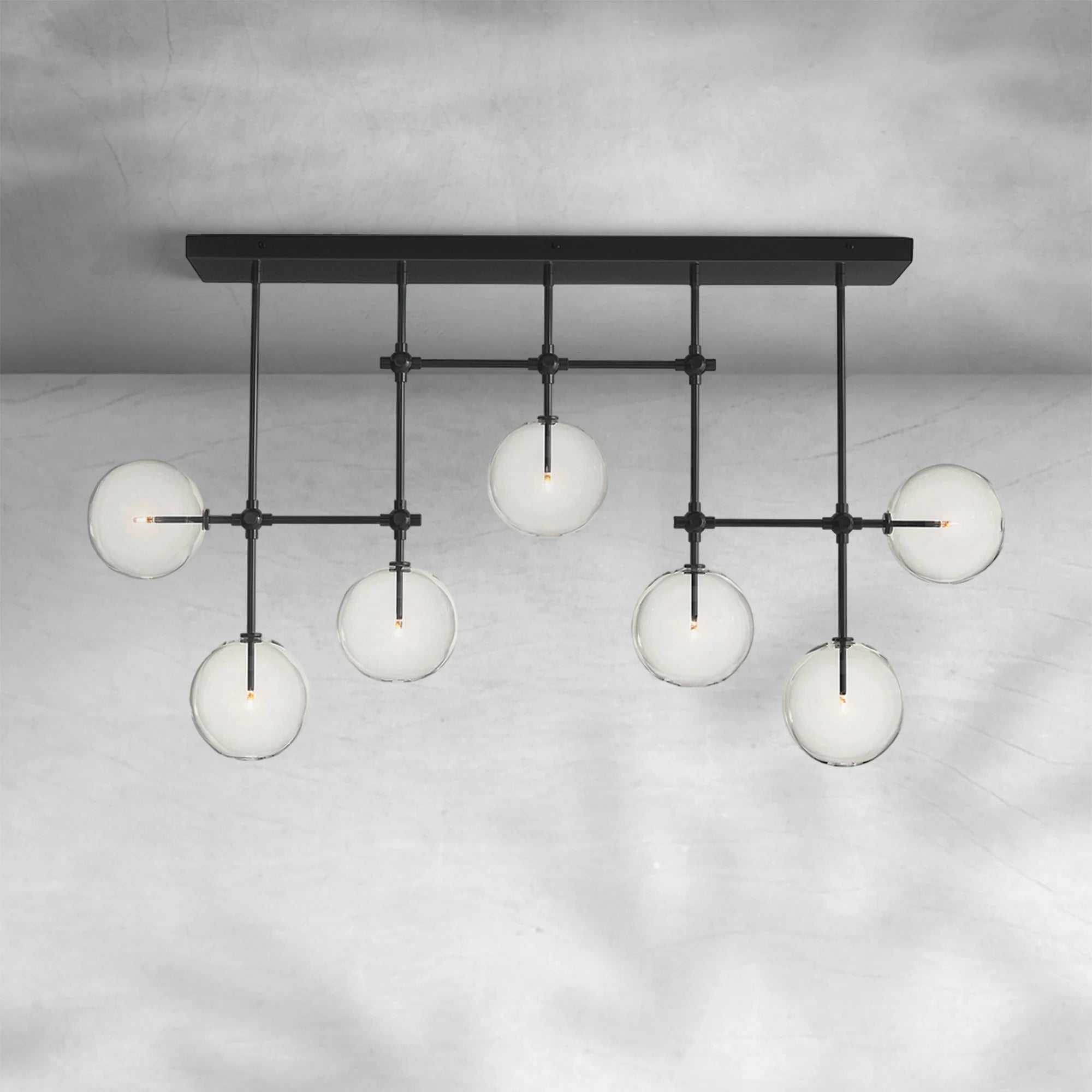 Glass Globe Mobile Linear Chandelier 60"