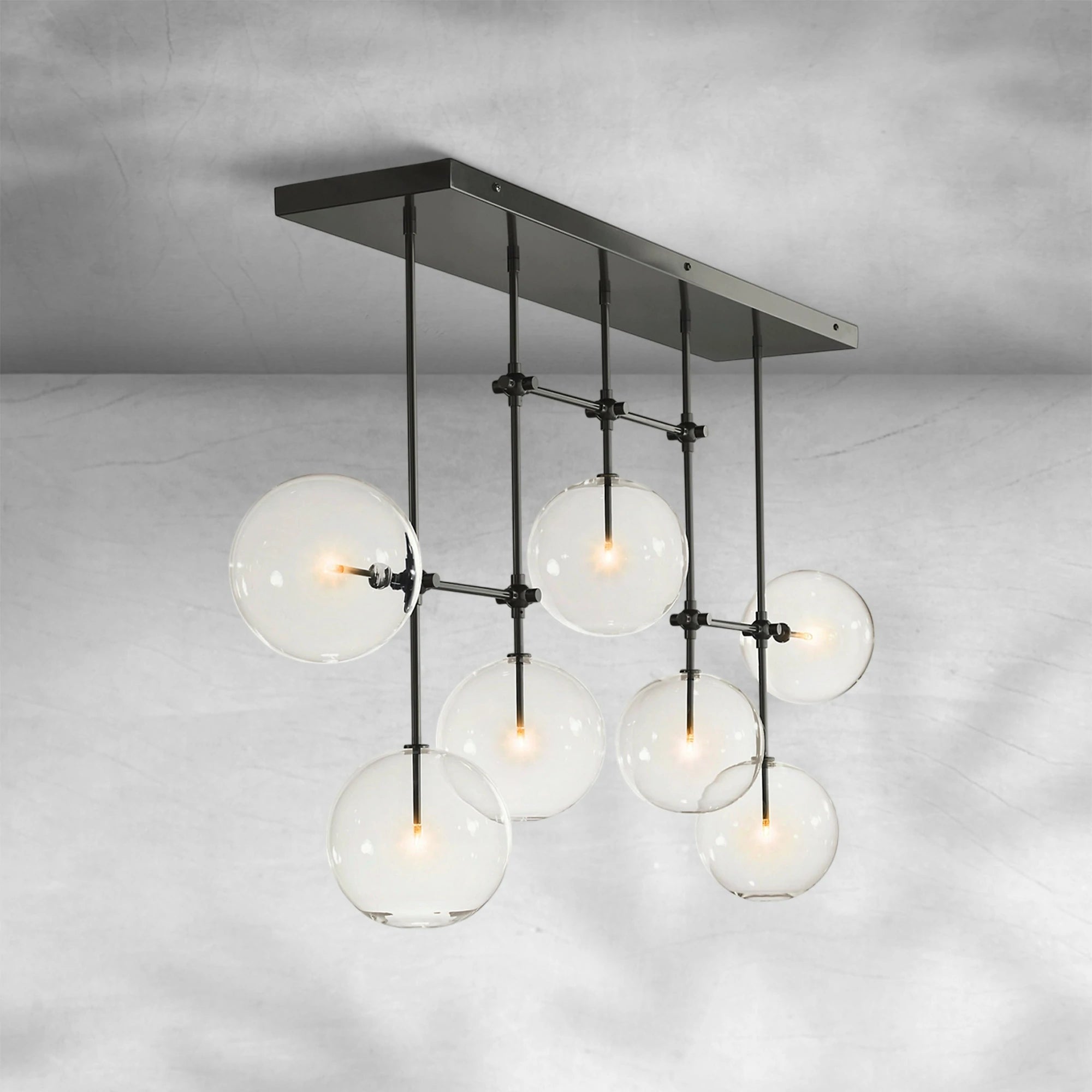 Glass Globe Mobile Linear Chandelier 60"