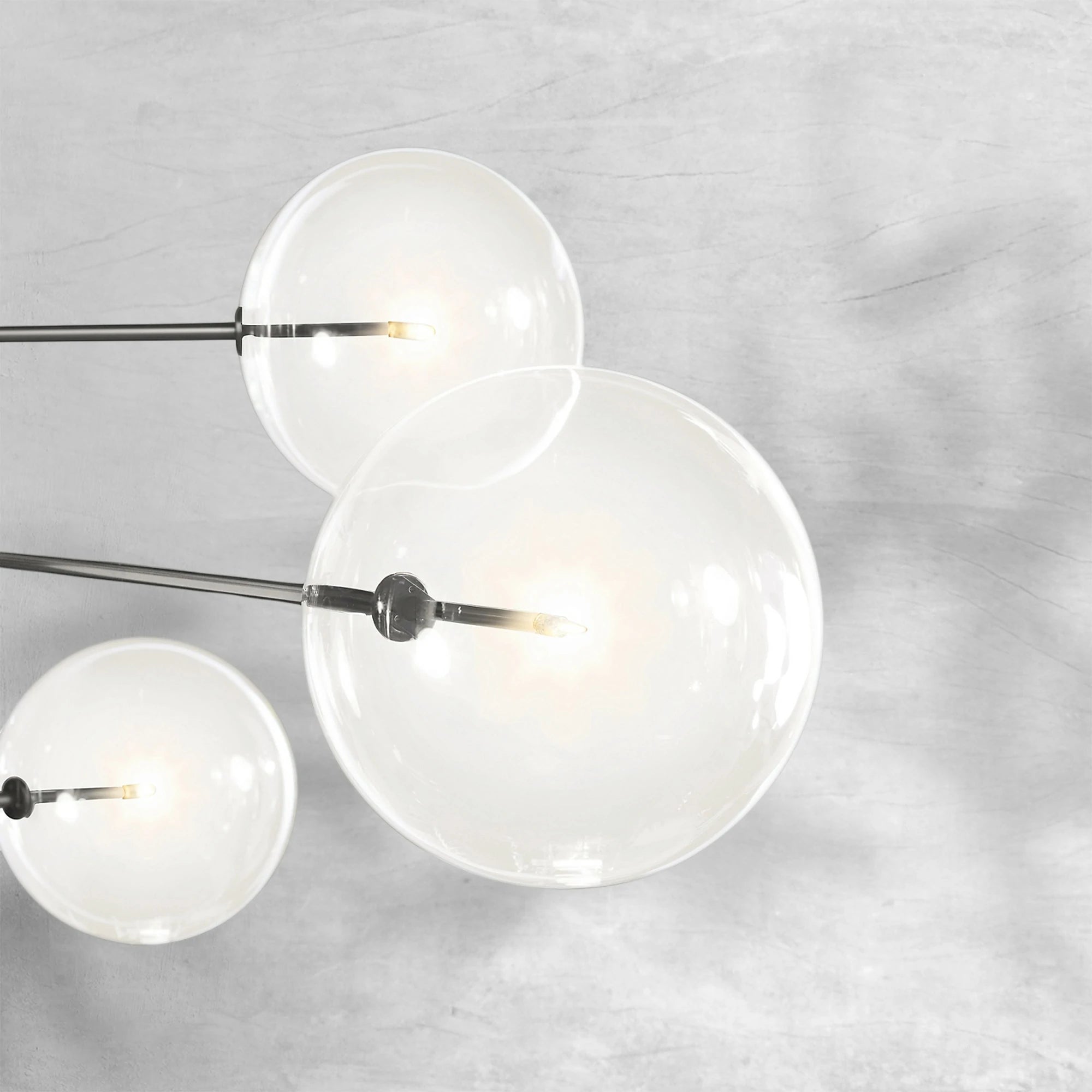 Glass Globe Mobile Eight-Arm Chandelier 79"
