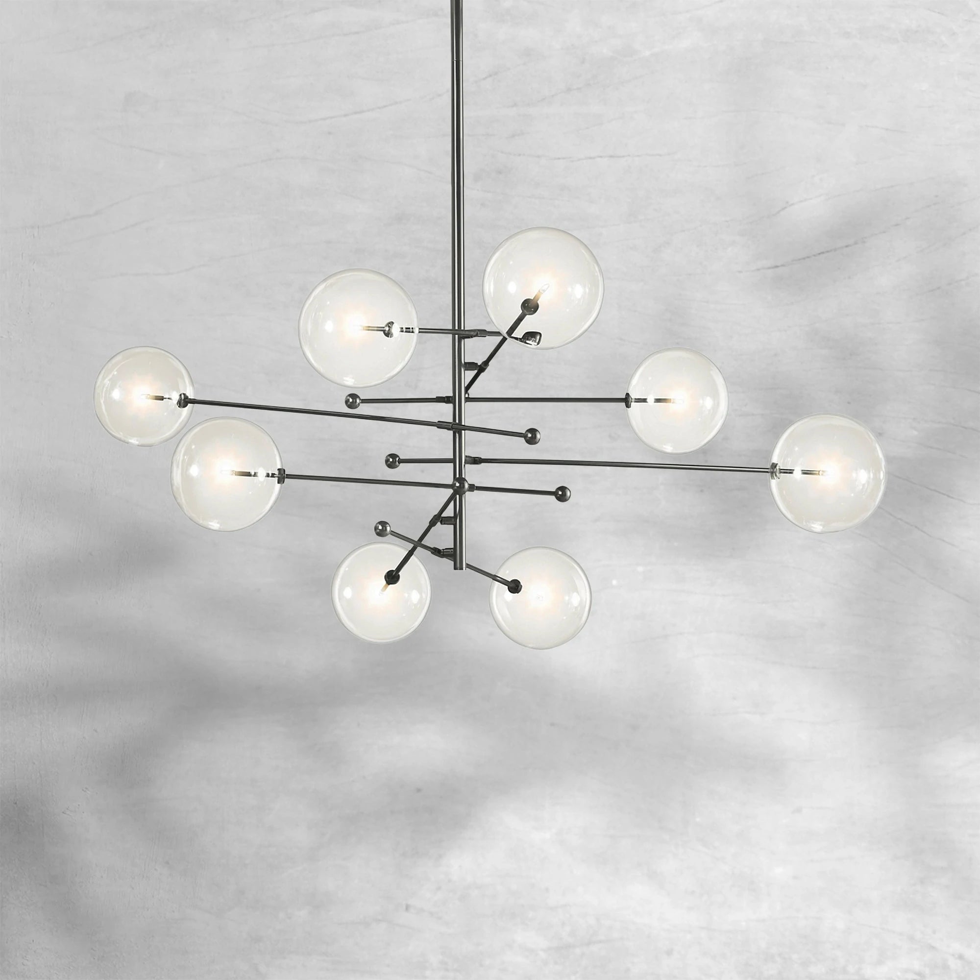 Glass Globe Mobile Eight-Arm Chandelier 79"