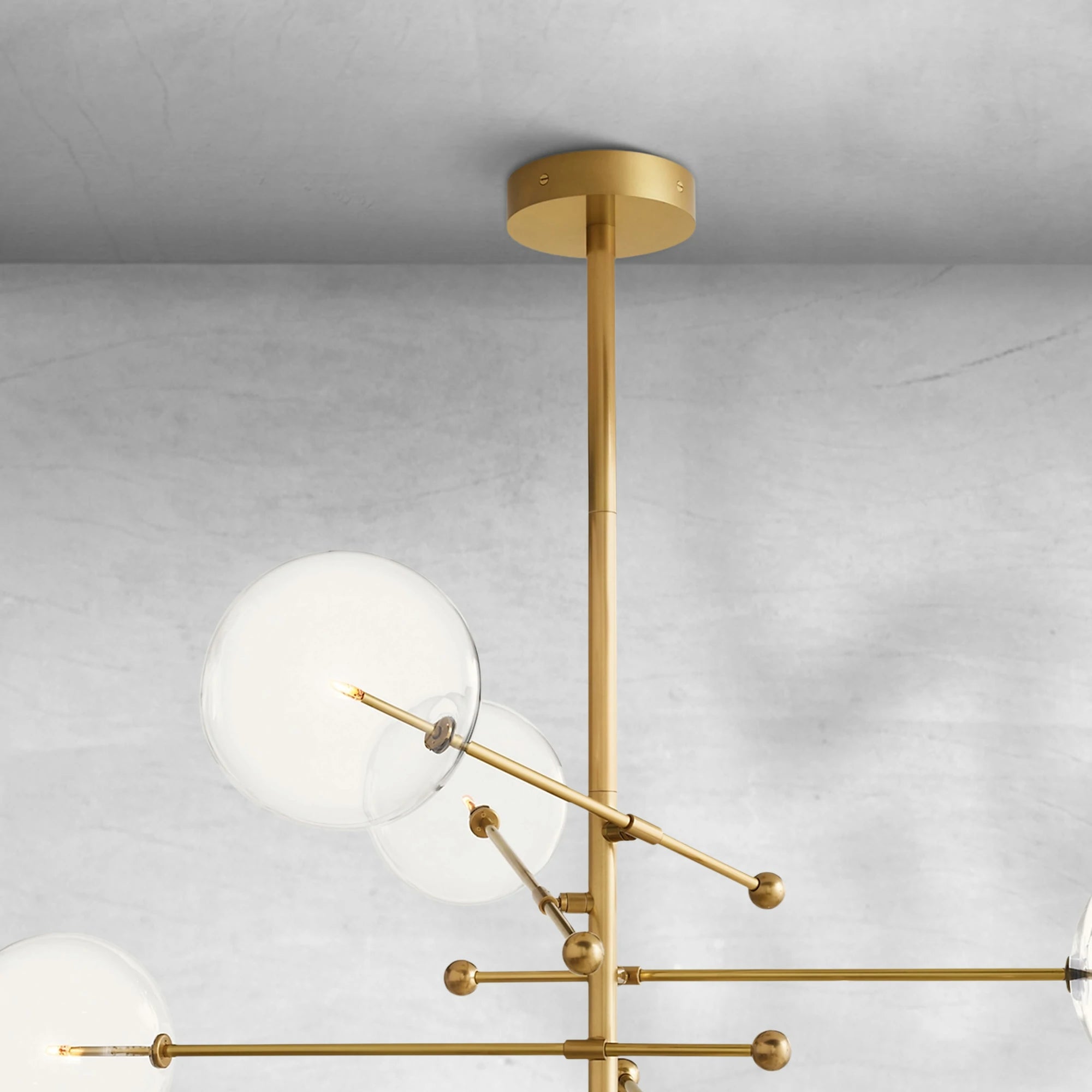 Glass Globe Mobile Six-Arm Chandelier 55"