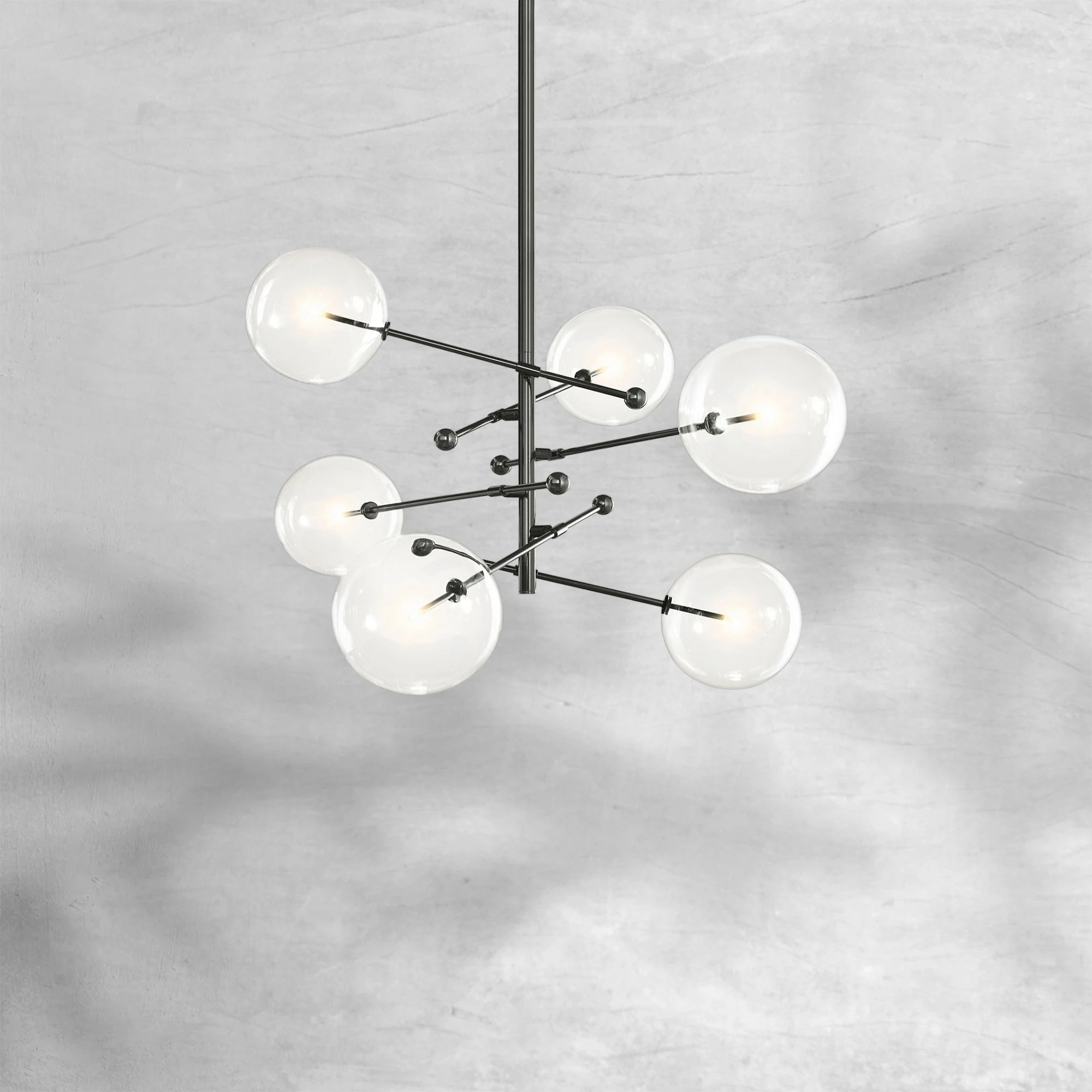 Glass Globe Mobile Six-Arm Chandelier 55"