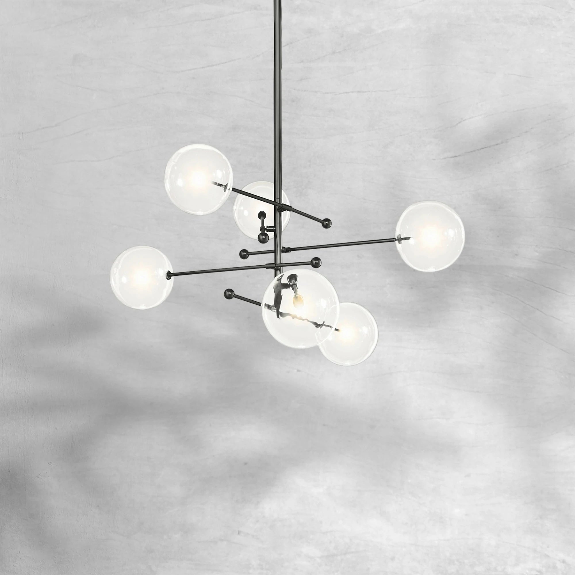 Glass Globe Mobile Six-Arm Chandelier 55"