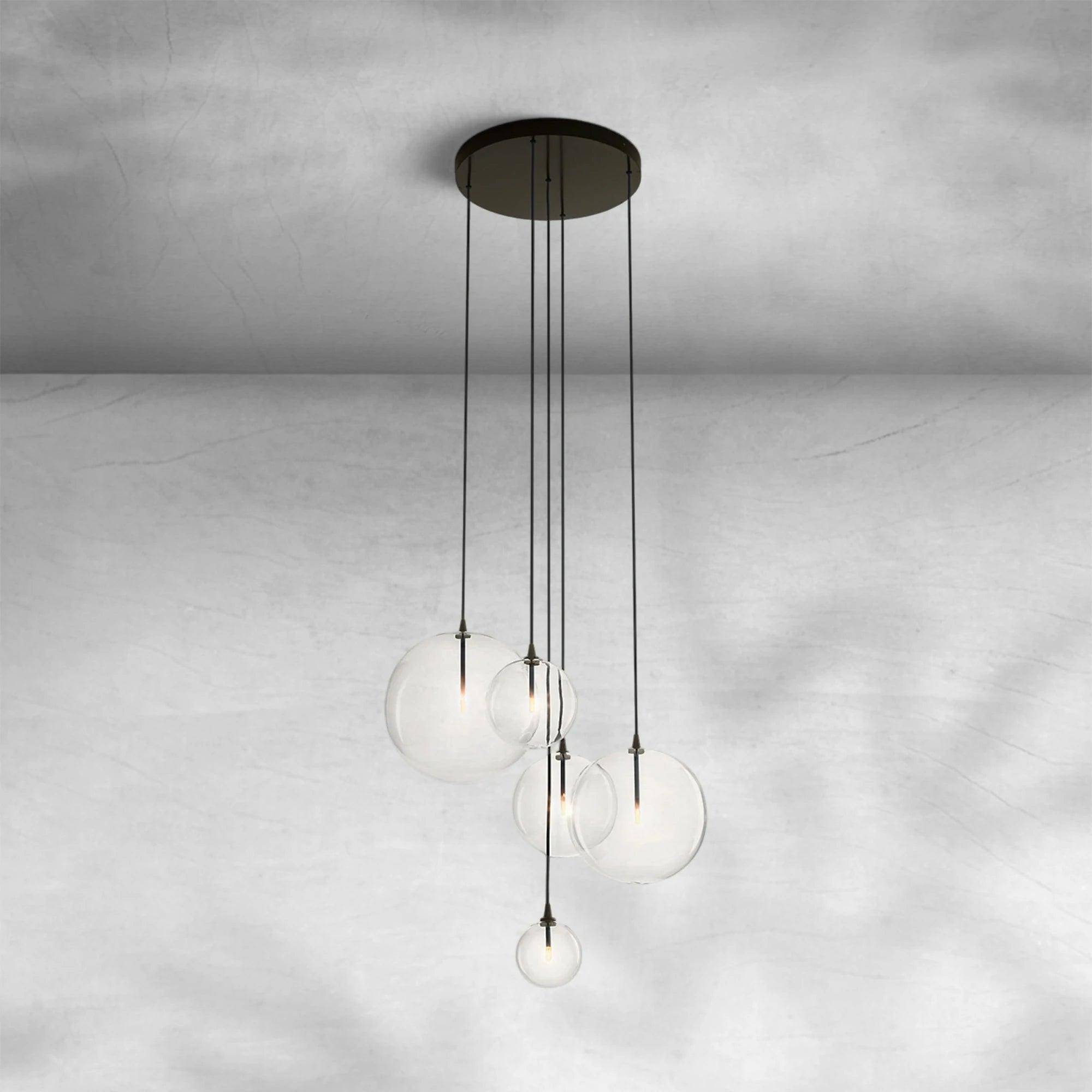Glass Globe Mobile Cluster Chandelier 28"