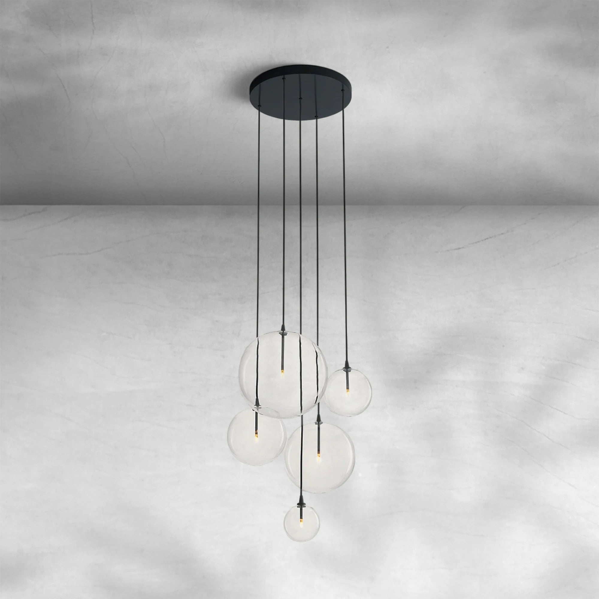 Glass Globe Mobile Cluster Chandelier 28"