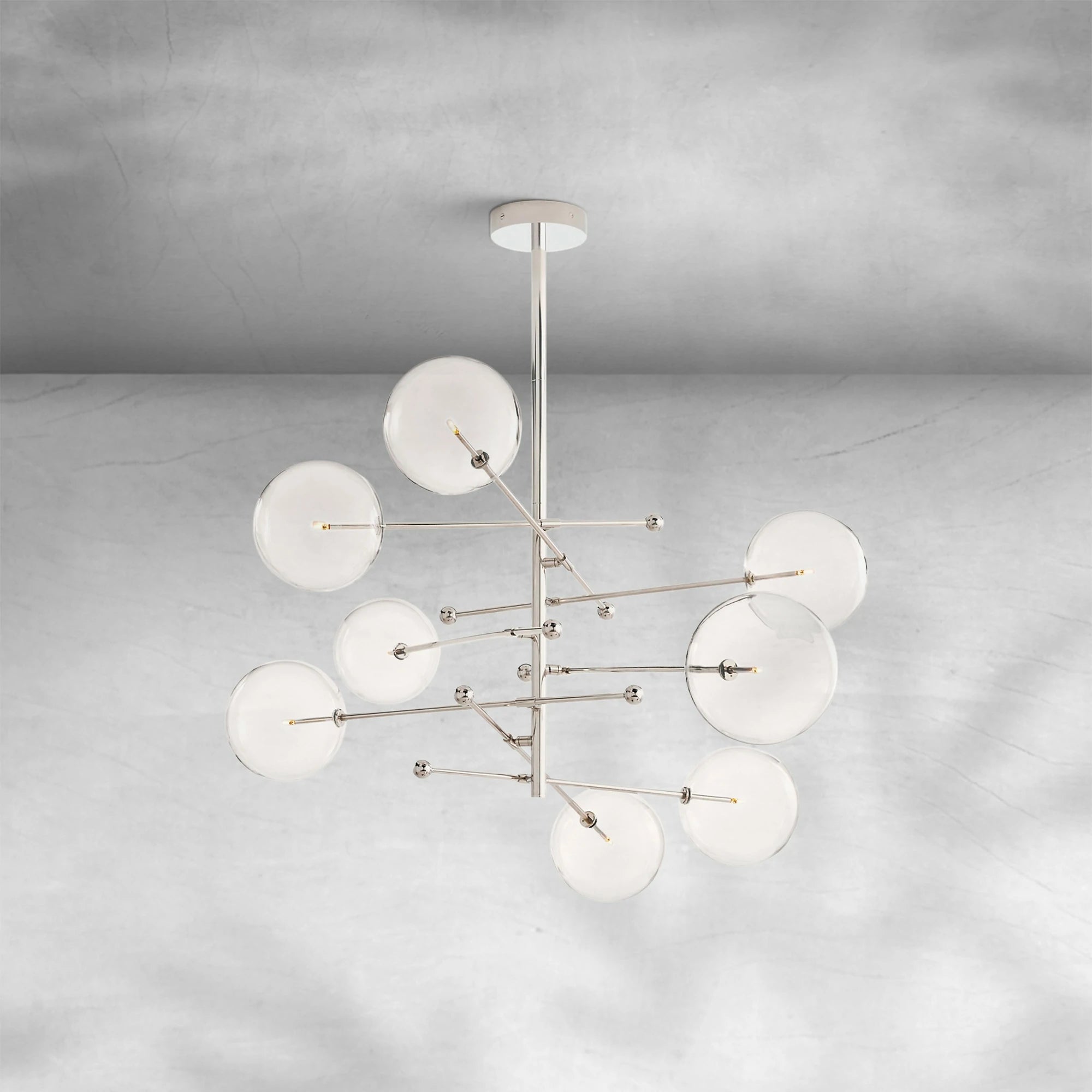 Glass Globe Mobile Eight-Arm Chandelier 79"
