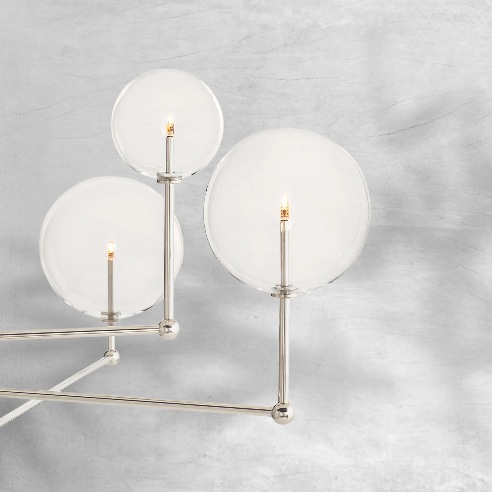 Glass Globe Mobile Three-Arm Chandelier 46"