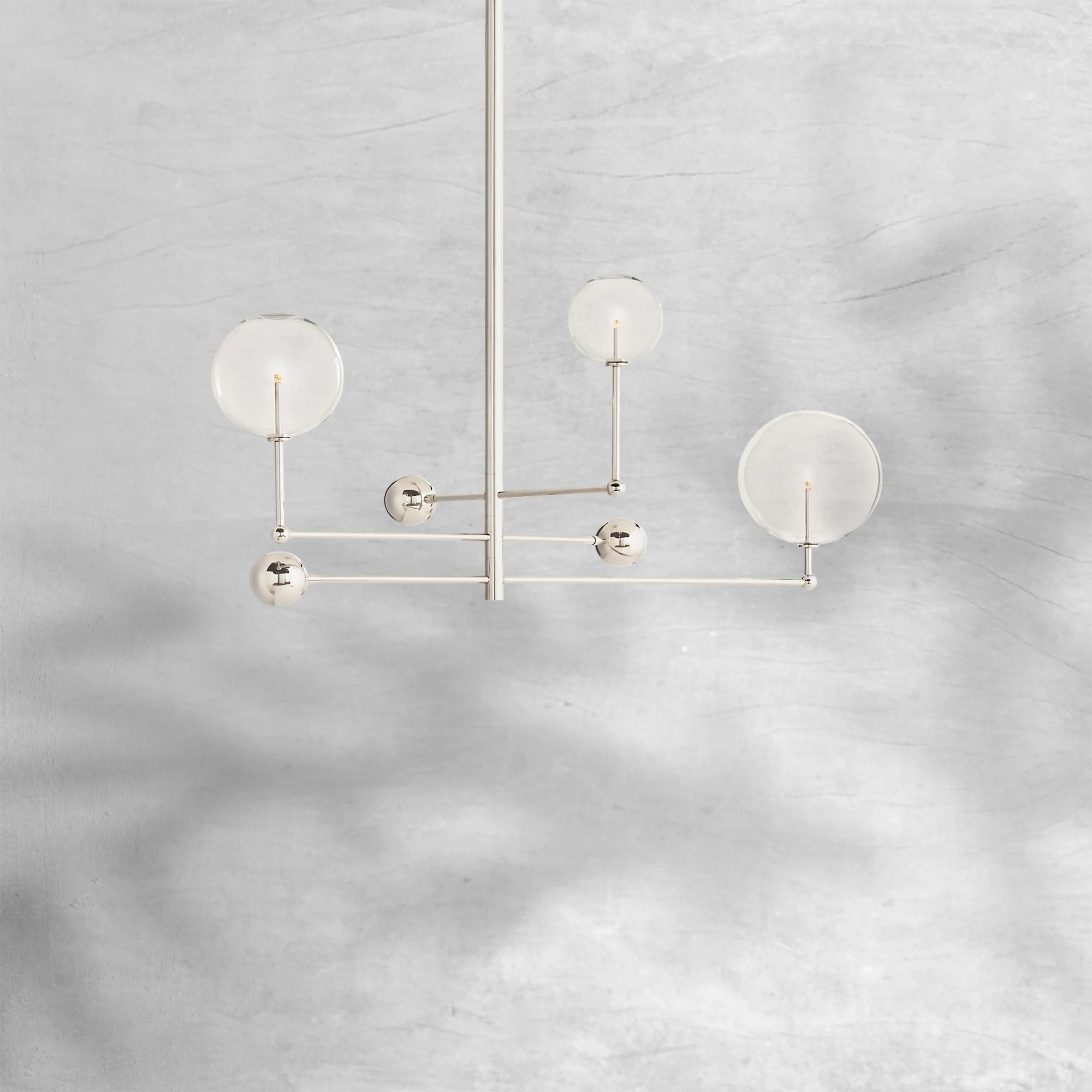 Glass Globe Mobile Three-Arm Chandelier 46"