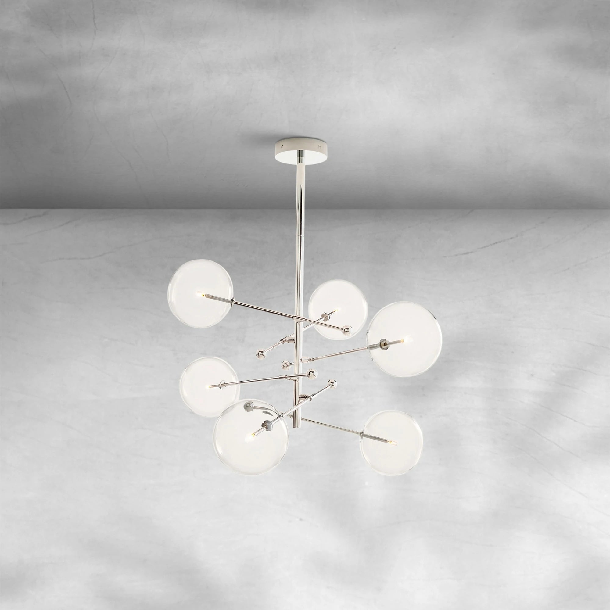 Glass Globe Mobile Six-Arm Chandelier 55"
