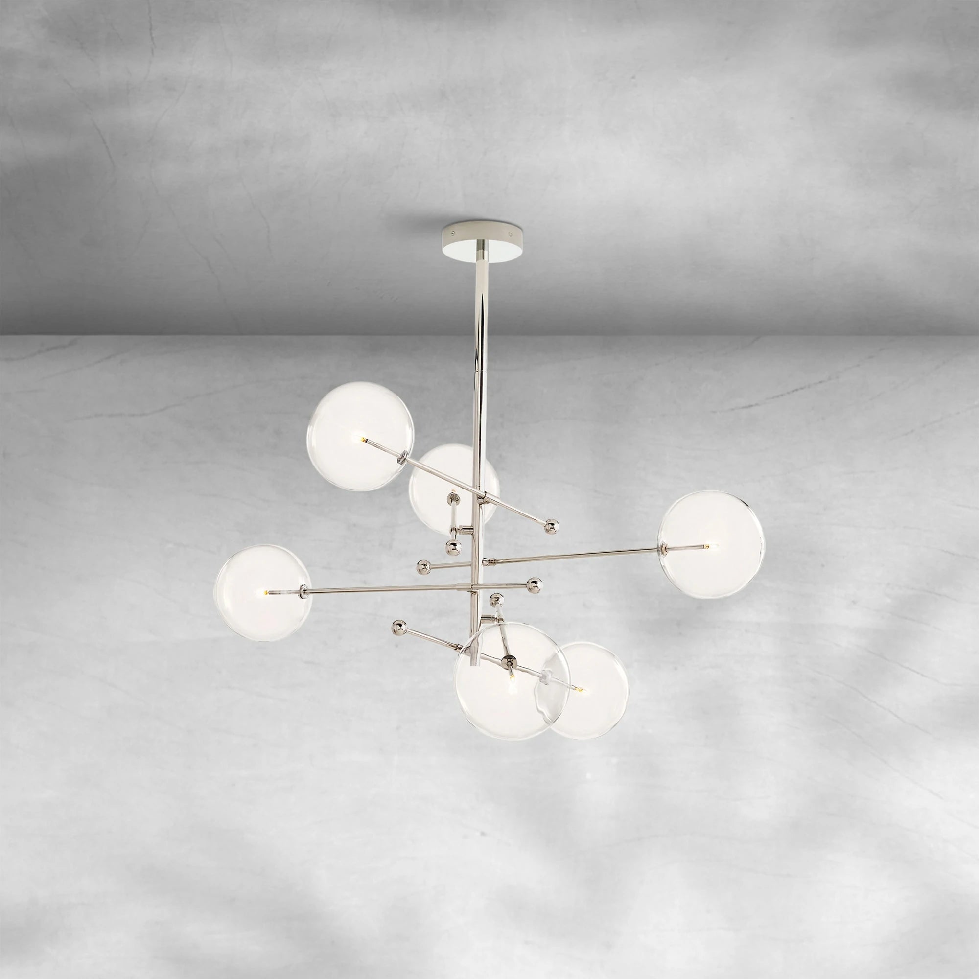 Glass Globe Mobile Six-Arm Chandelier 55"