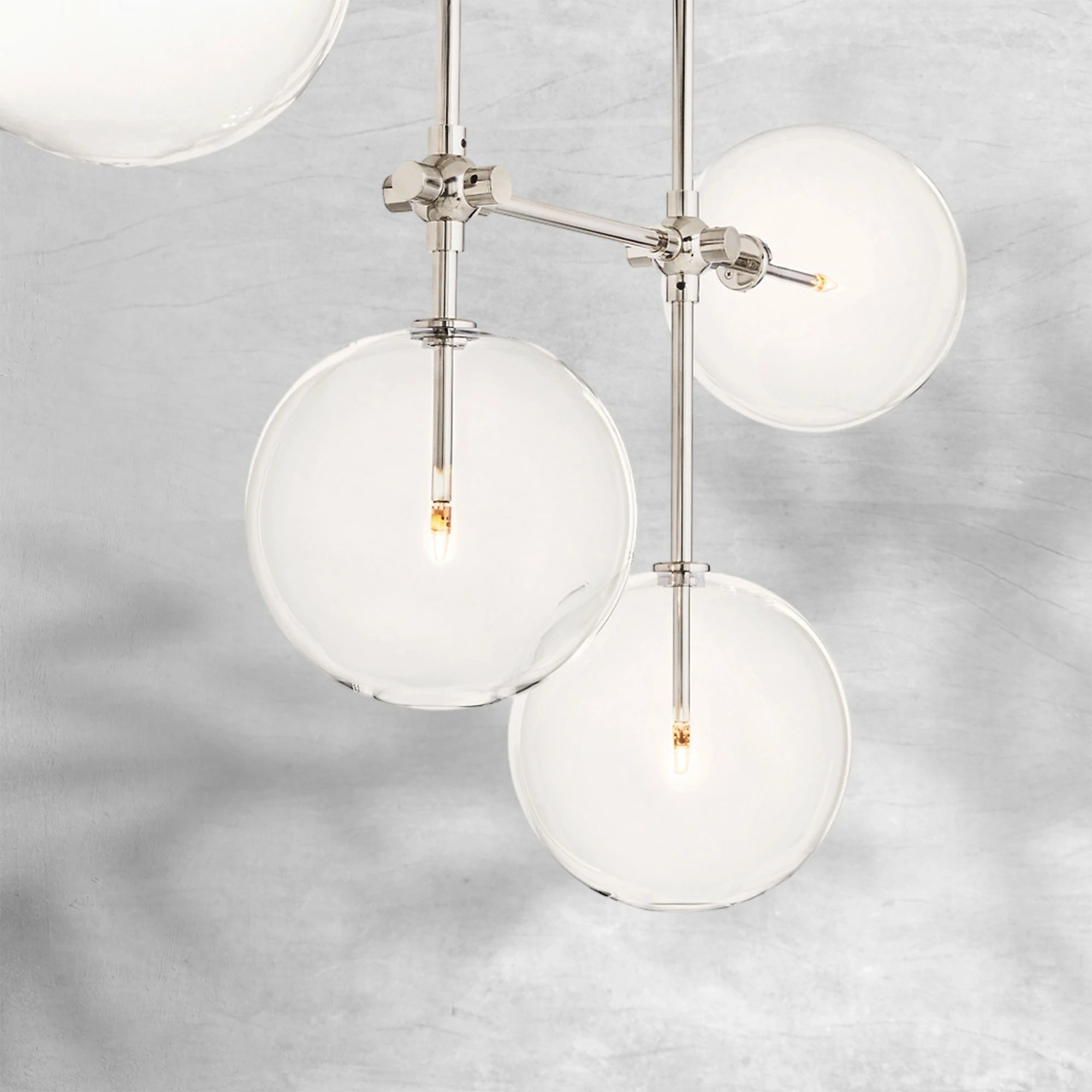 Glass Globe Mobile Linear Chandelier 60"