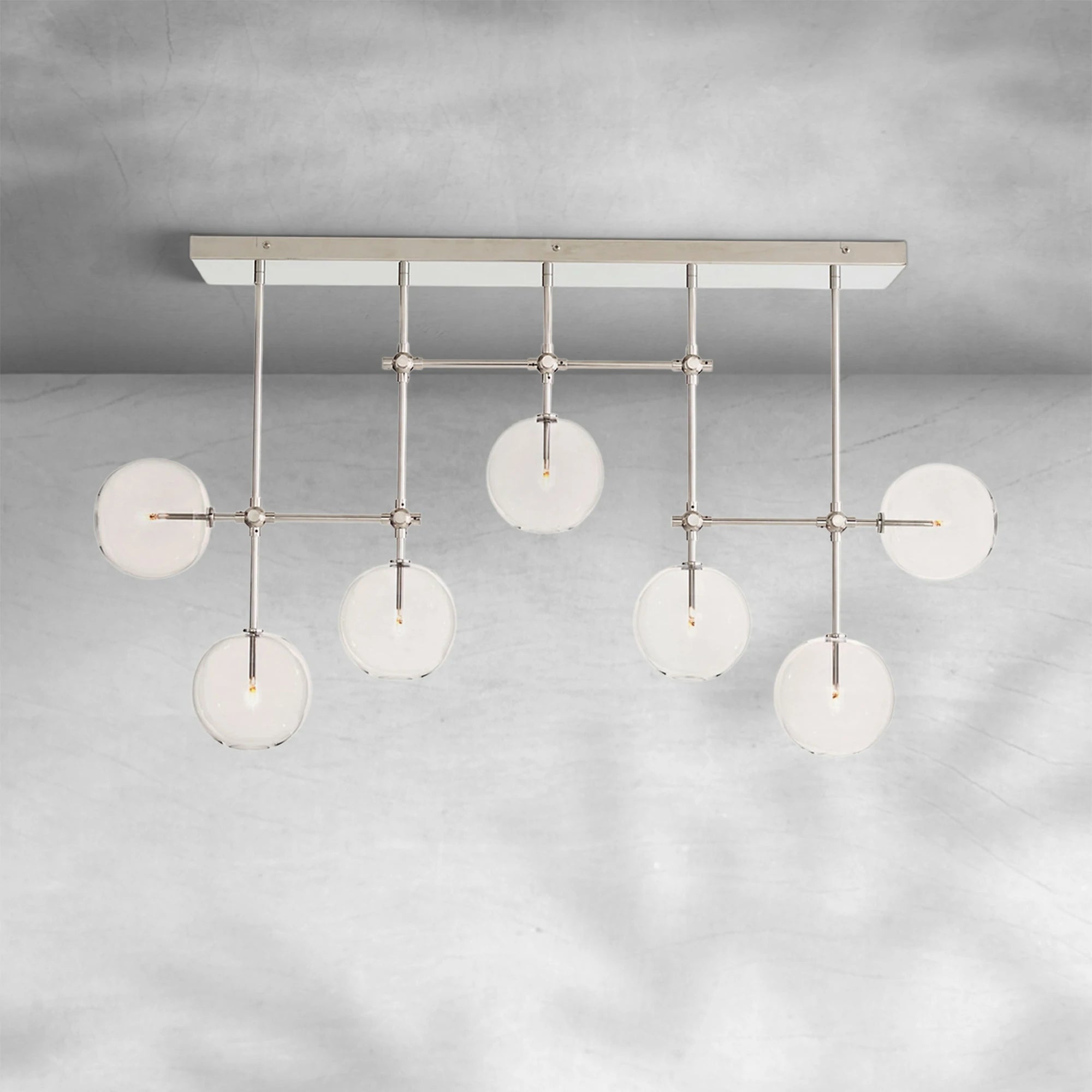 Glass Globe Mobile Linear Chandelier 60"