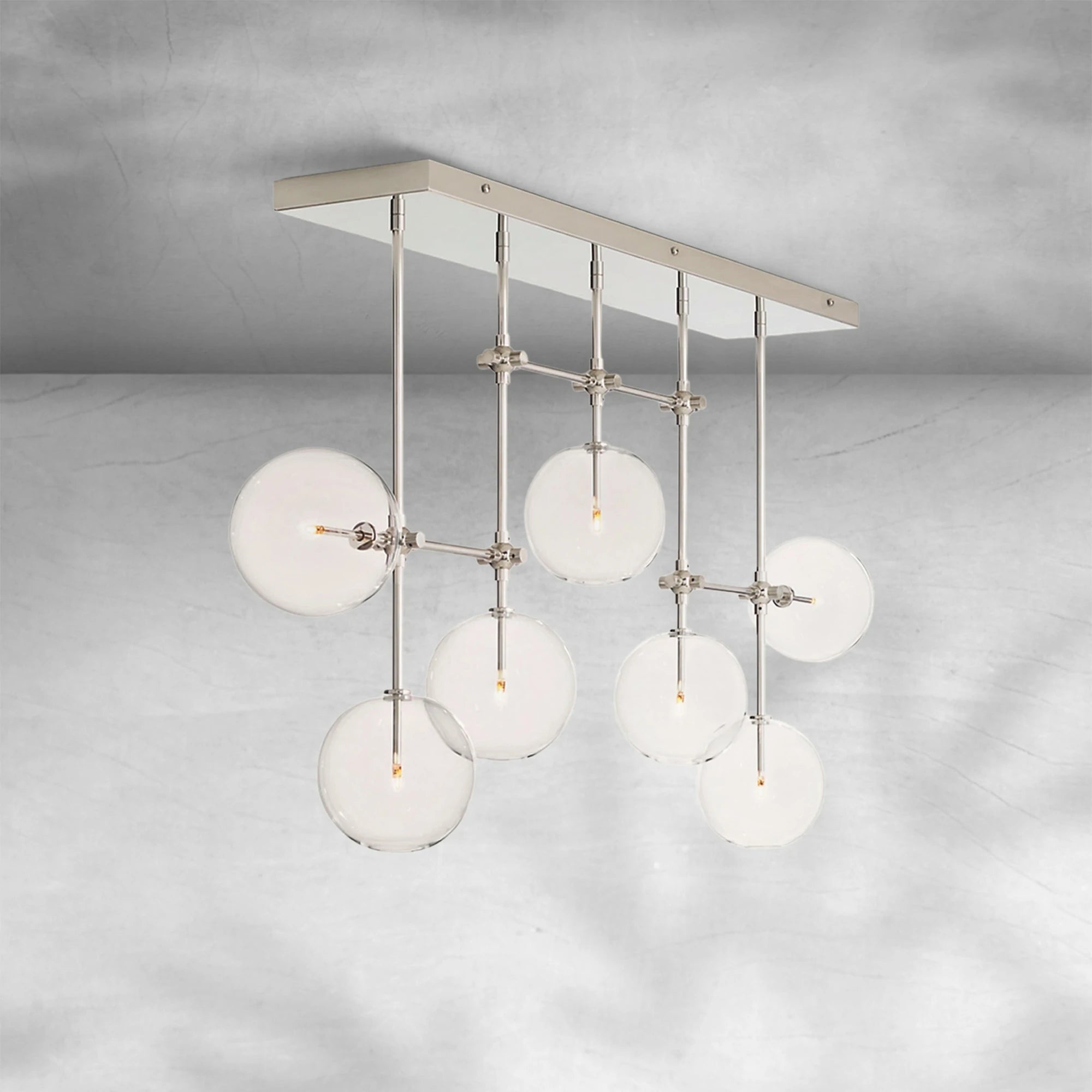 Glass Globe Mobile Linear Chandelier 60"