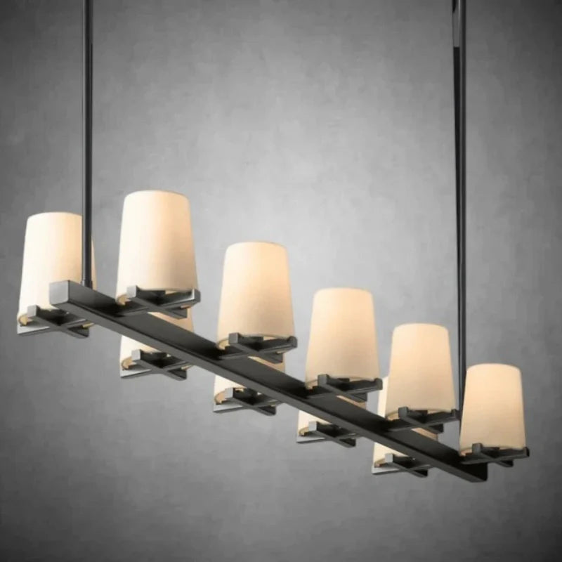 Paricia Fabric Shade Linear Chandelier 49" 60"