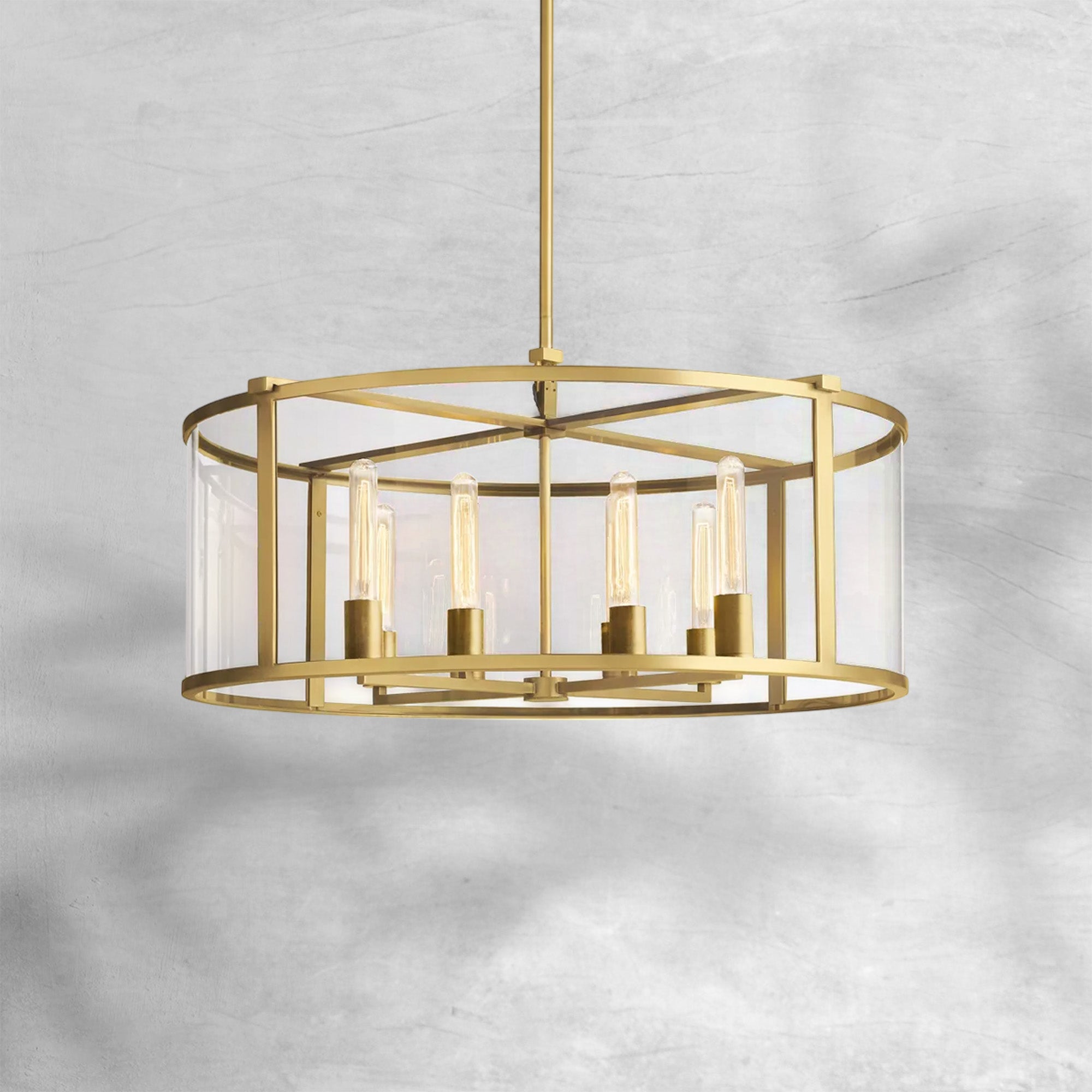 Baker Glass Lantern Modern Round Chandelier 33"44"55"