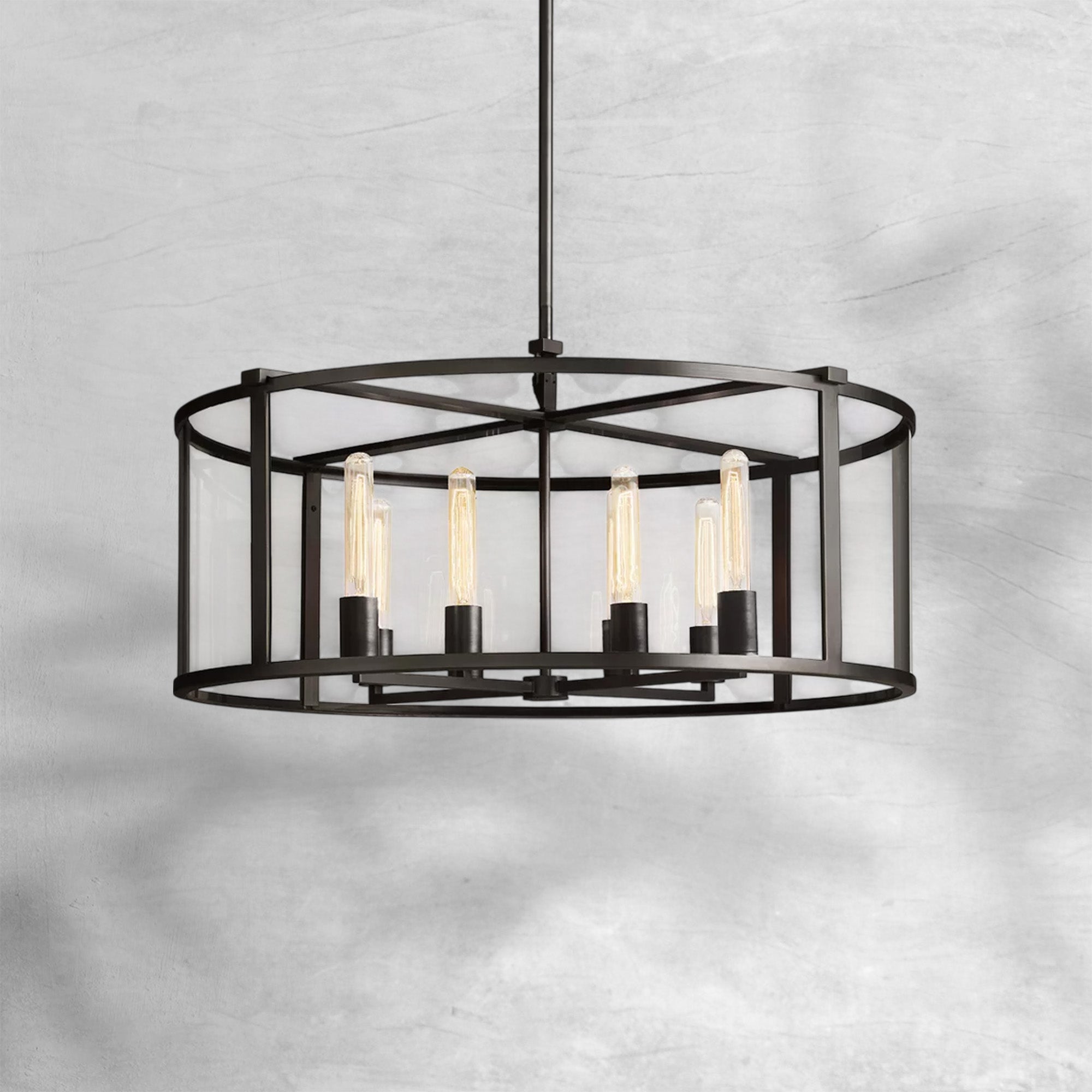 Baker Glass Lantern Modern Round Chandelier 33"44"55"