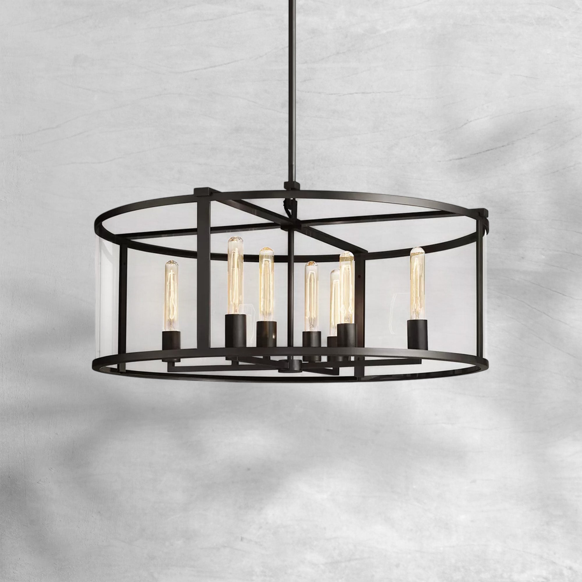 Baker Glass Lantern Modern Round Chandelier 33"44"55"
