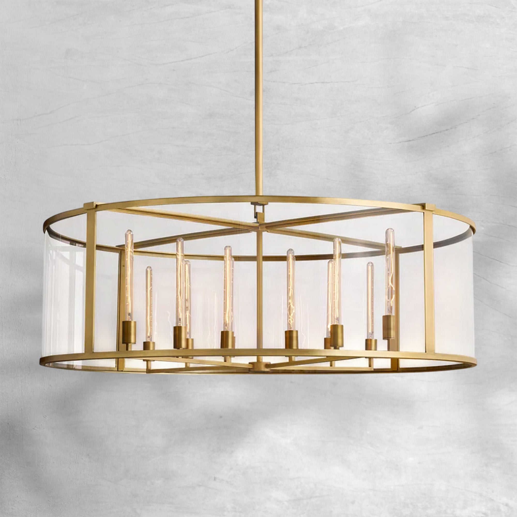 Baker Glass Lantern Modern Round Chandelier 33"44"55"