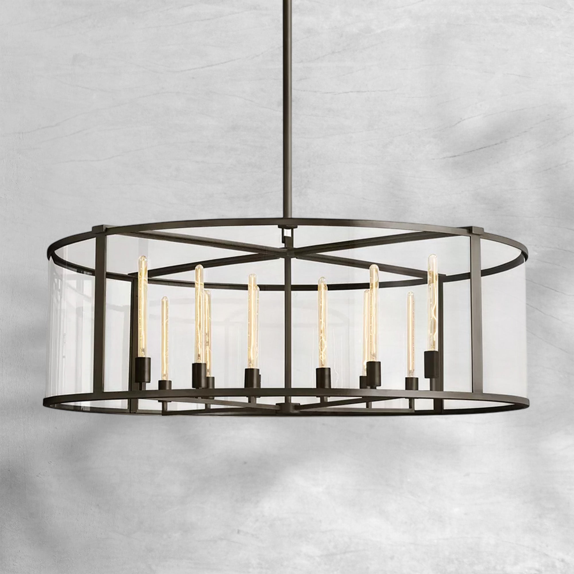 Baker Glass Lantern Modern Round Chandelier 33"44"55"