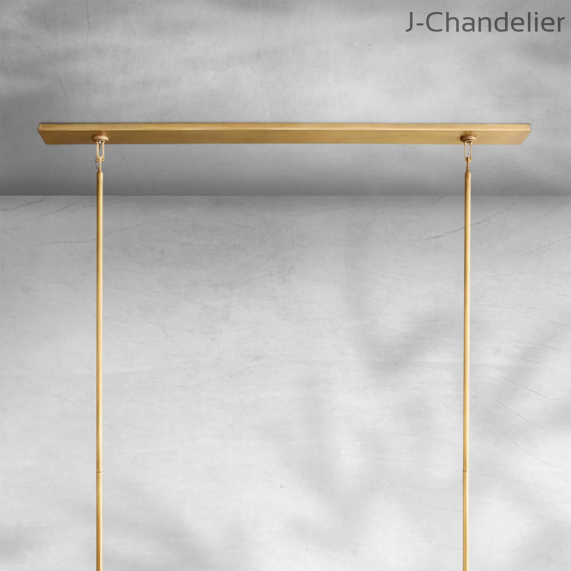 Baker Glass Lantern Rectangular Chandelier 54"