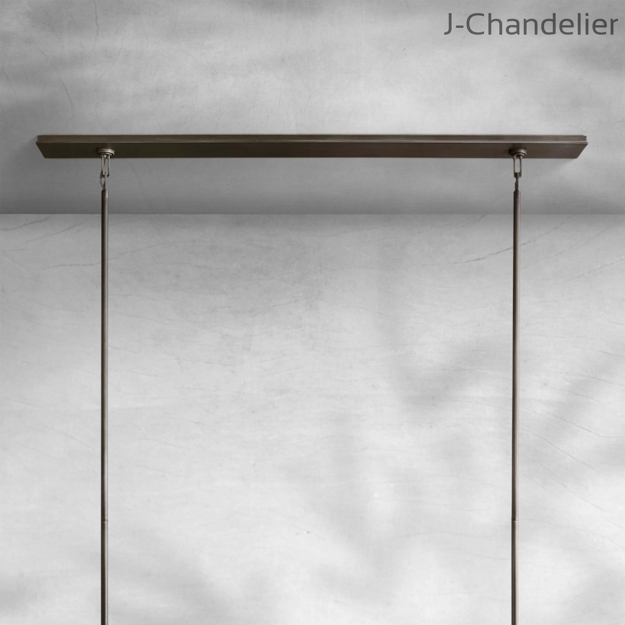 Baker Glass Lantern Rectangular Chandelier 54"