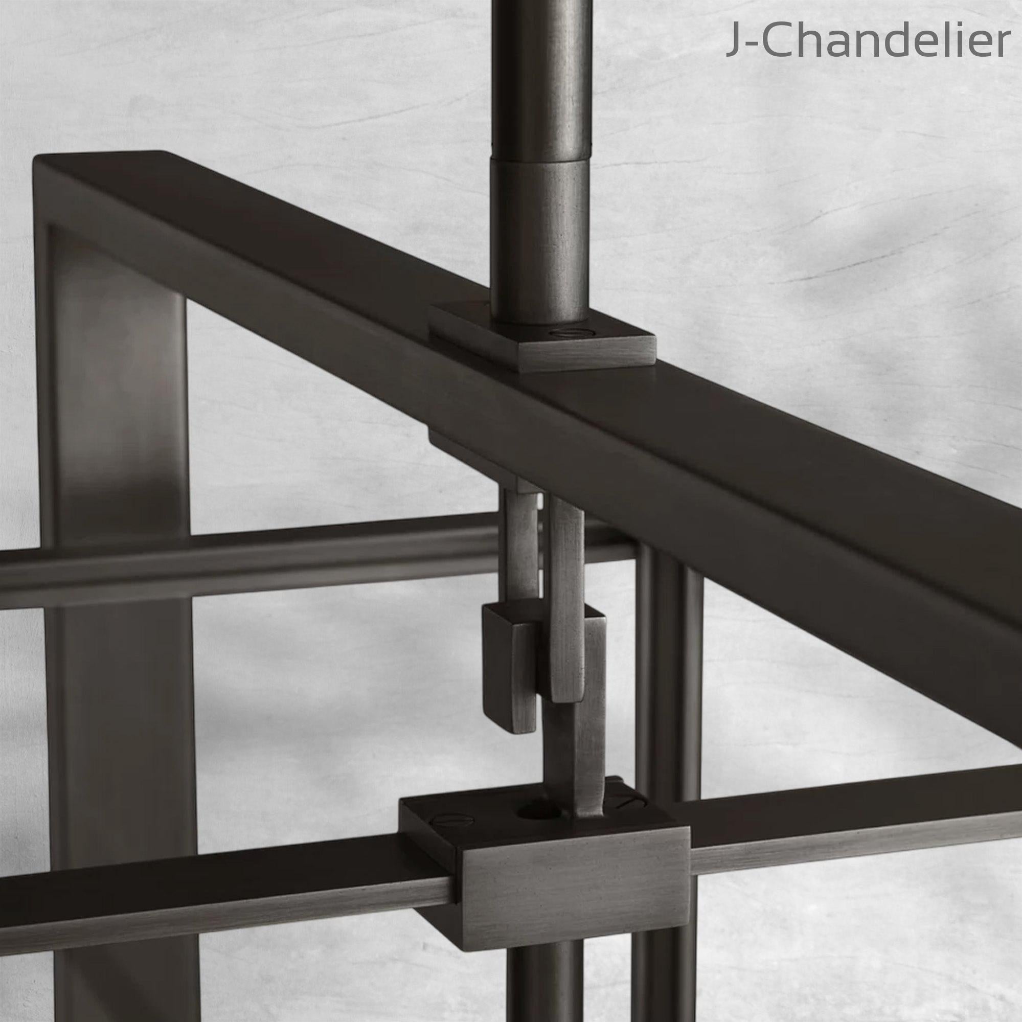 Baker Glass Lantern Rectangular Chandelier 54"