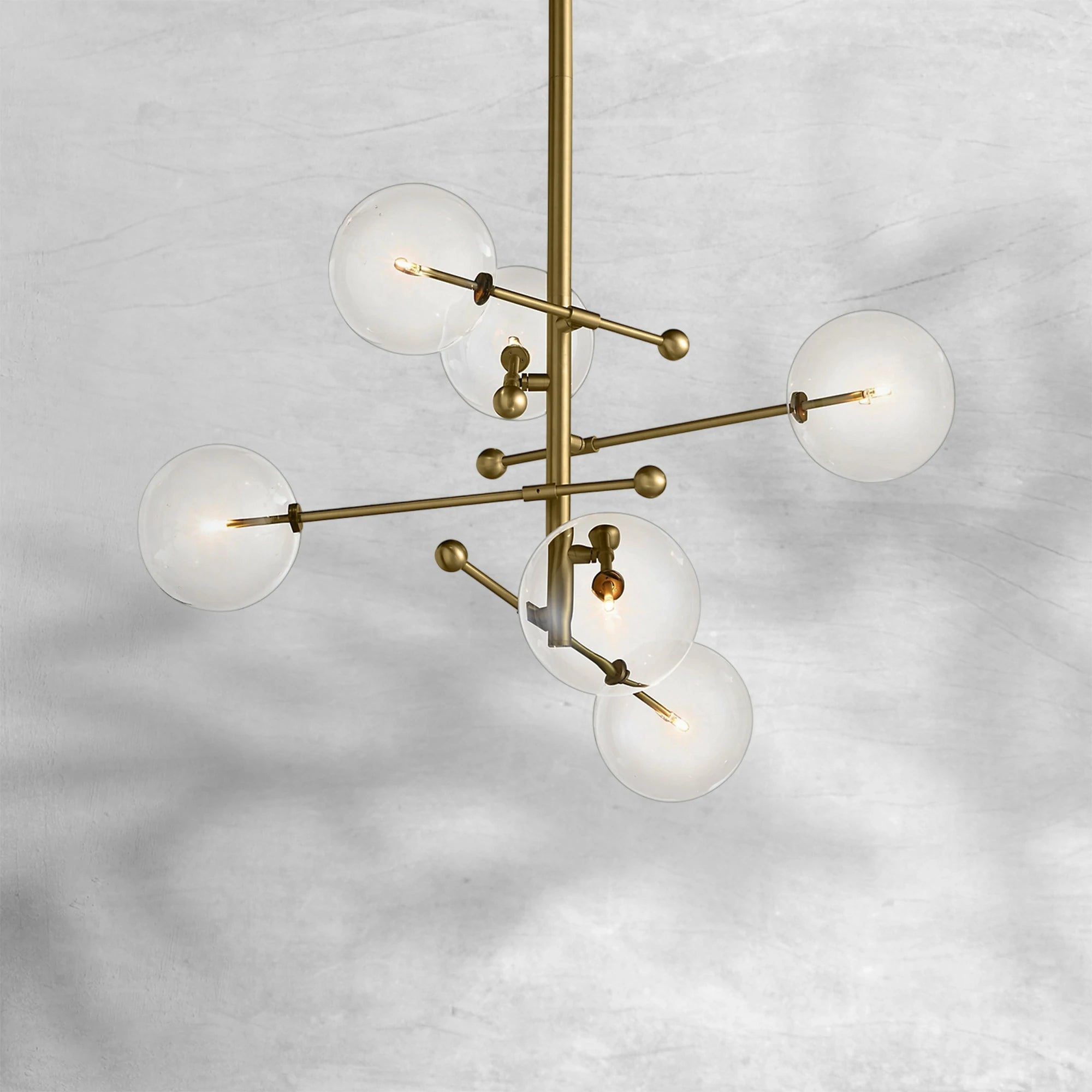 Glass Globe Mobile Six-Arm Chandelier 40"