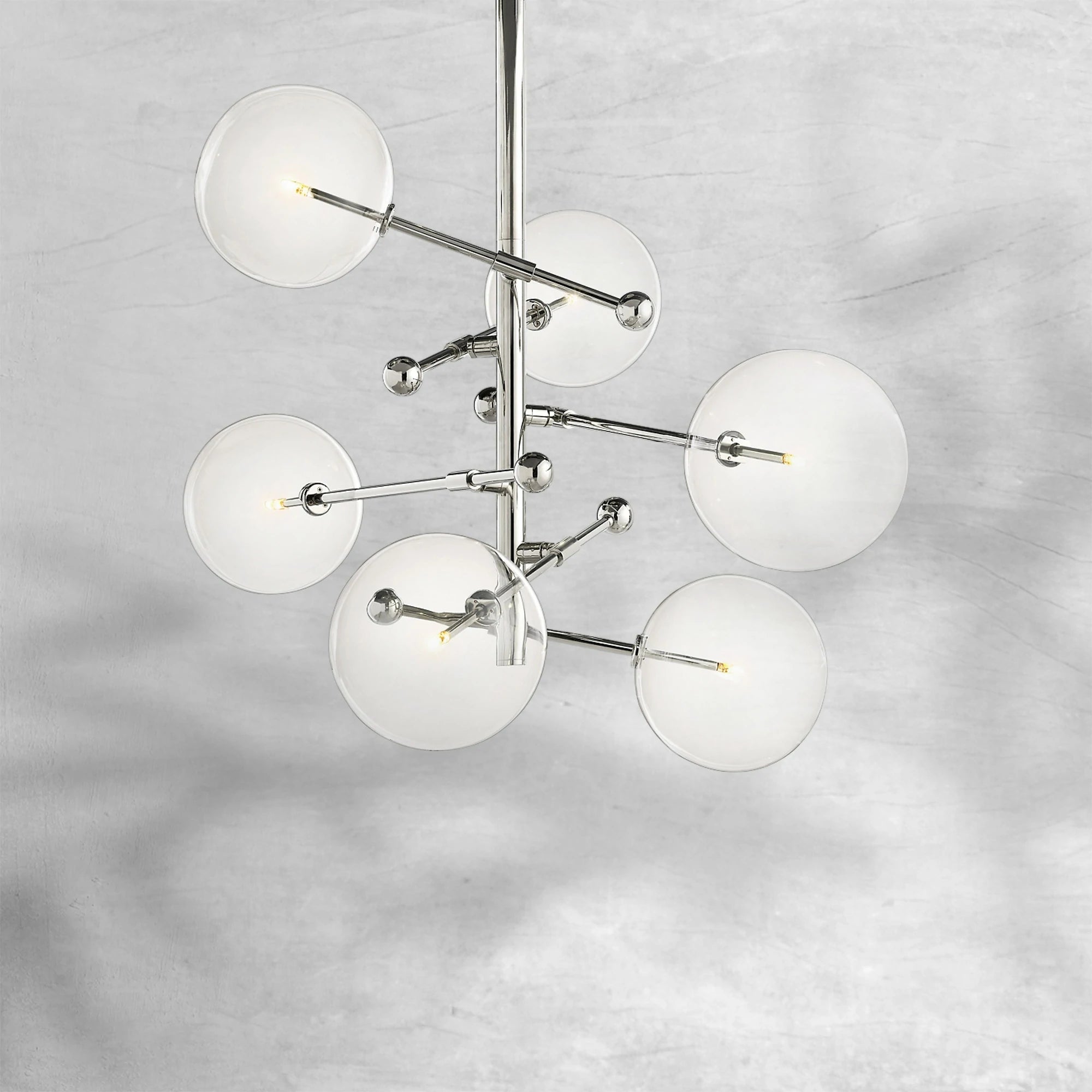 Glass Globe Mobile Six-Arm Chandelier 40"