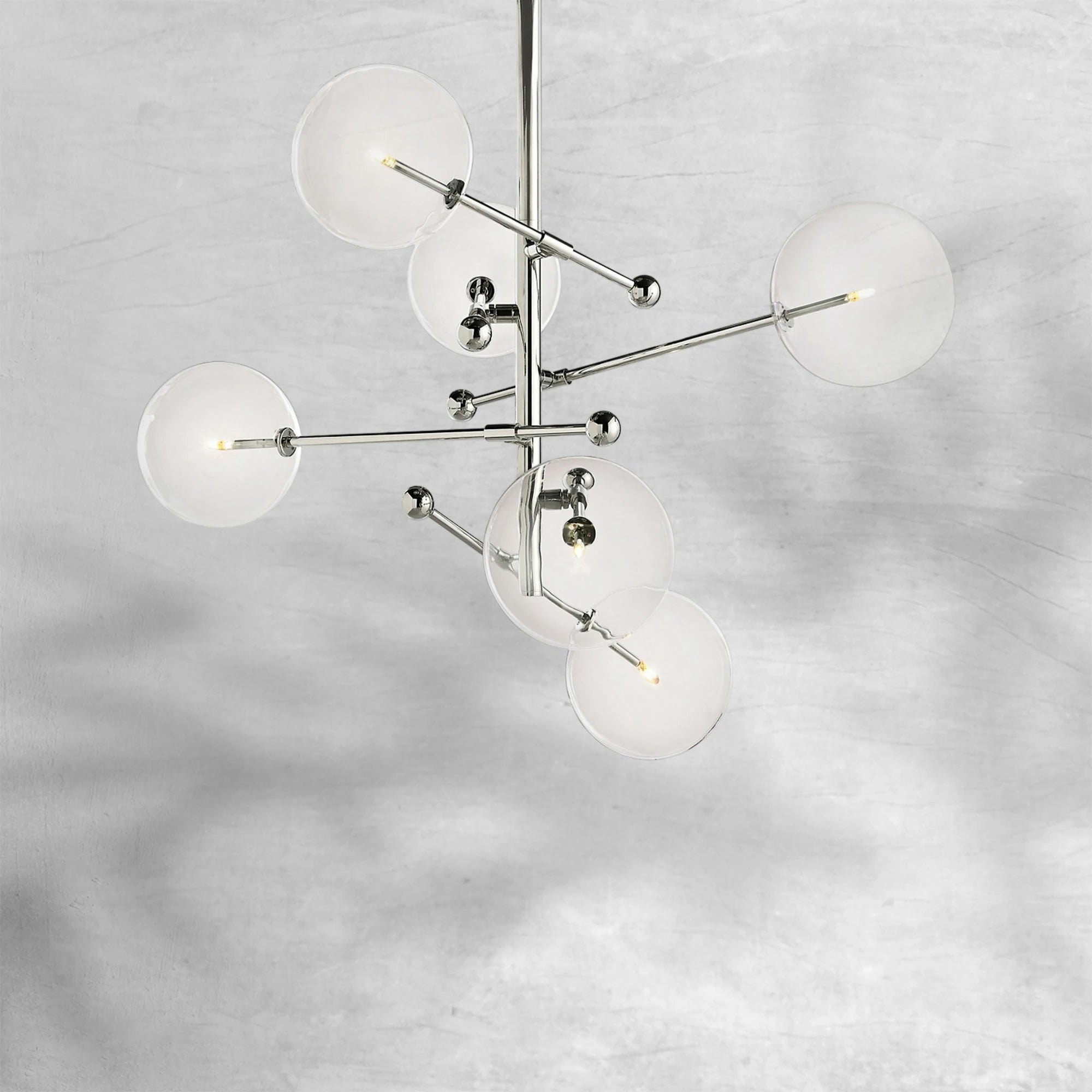 Glass Globe Mobile Six-Arm Chandelier 40"