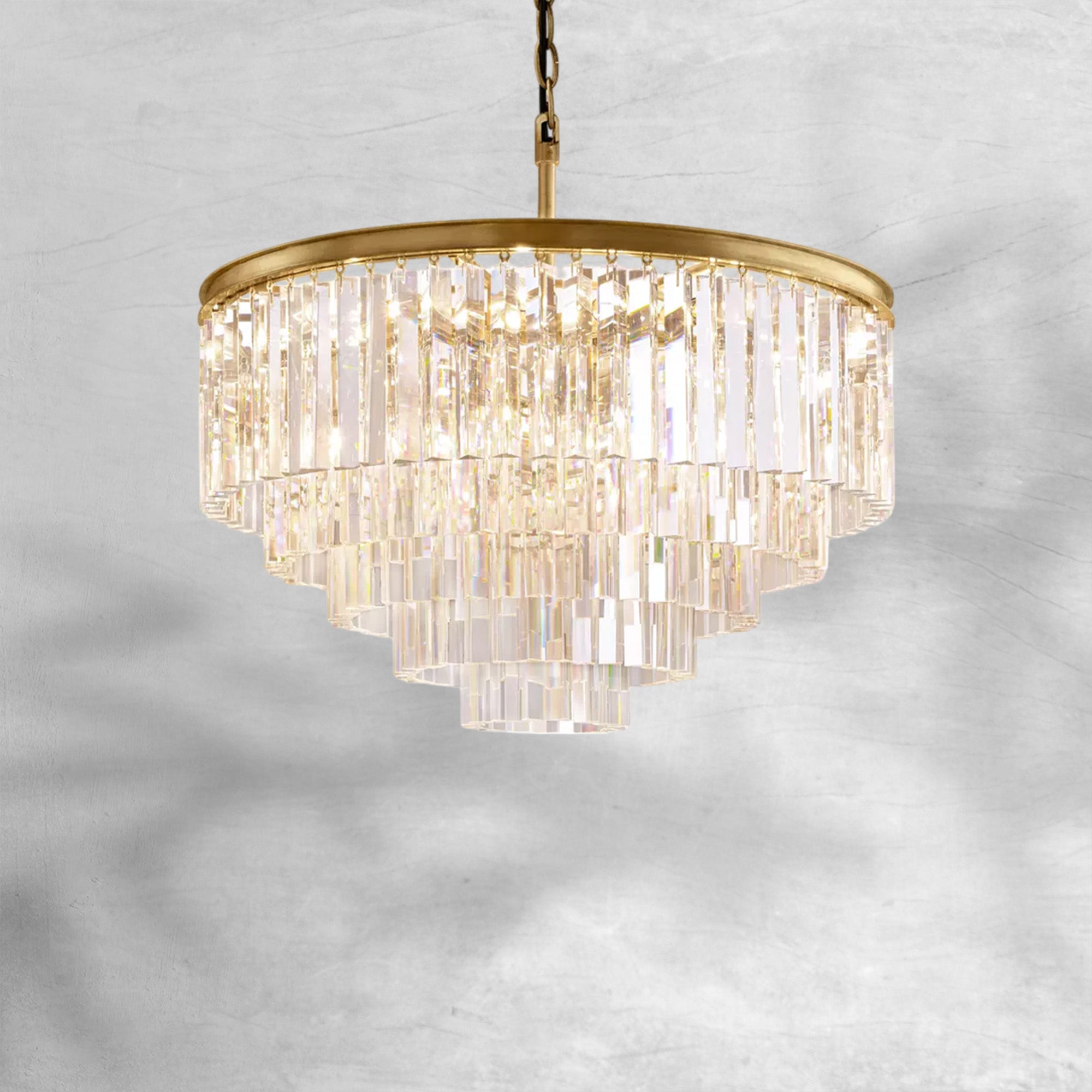 1920s Odaon Art Deco Round Chandelier 20"32"44"