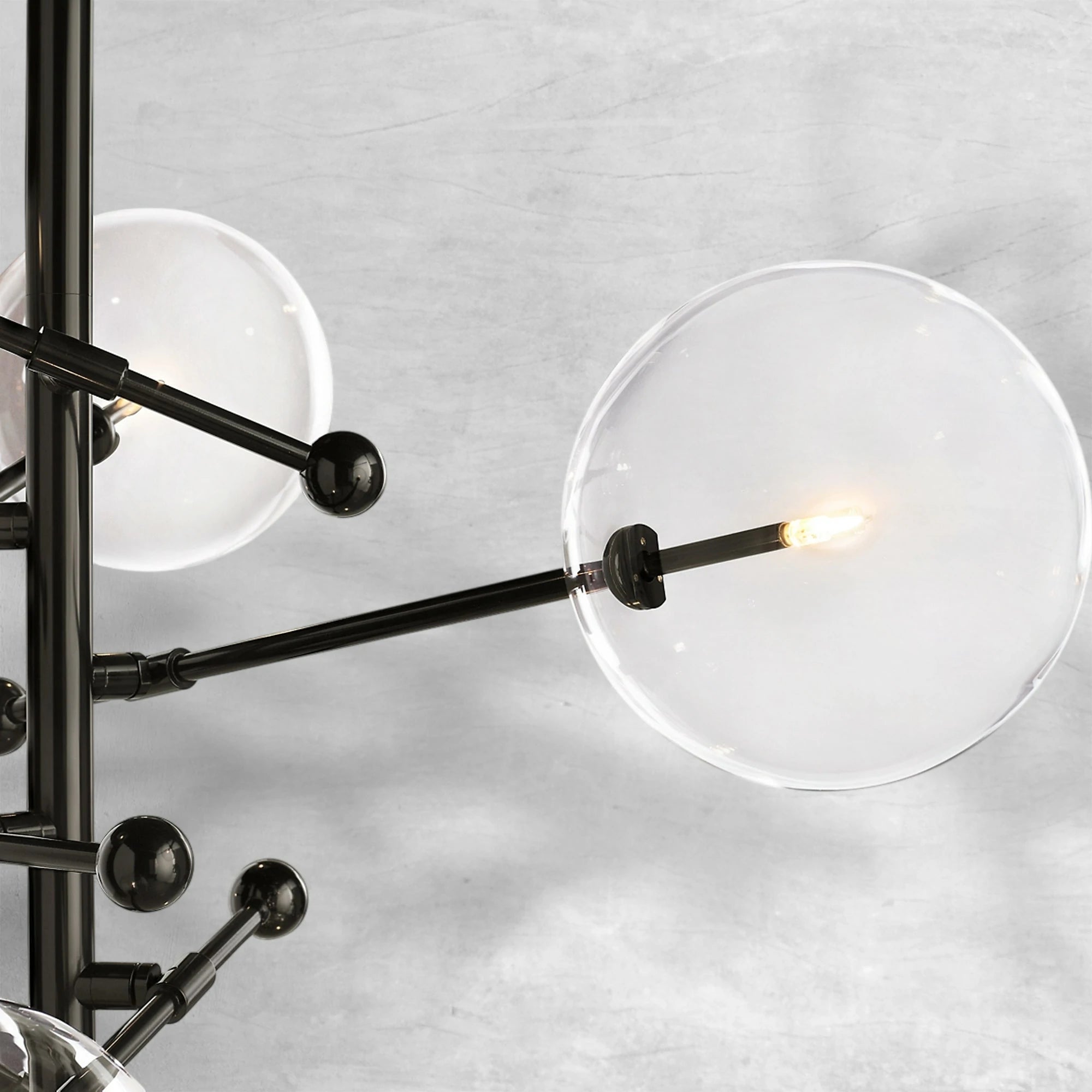 Glass Globe Mobile Six-Arm Chandelier 40"