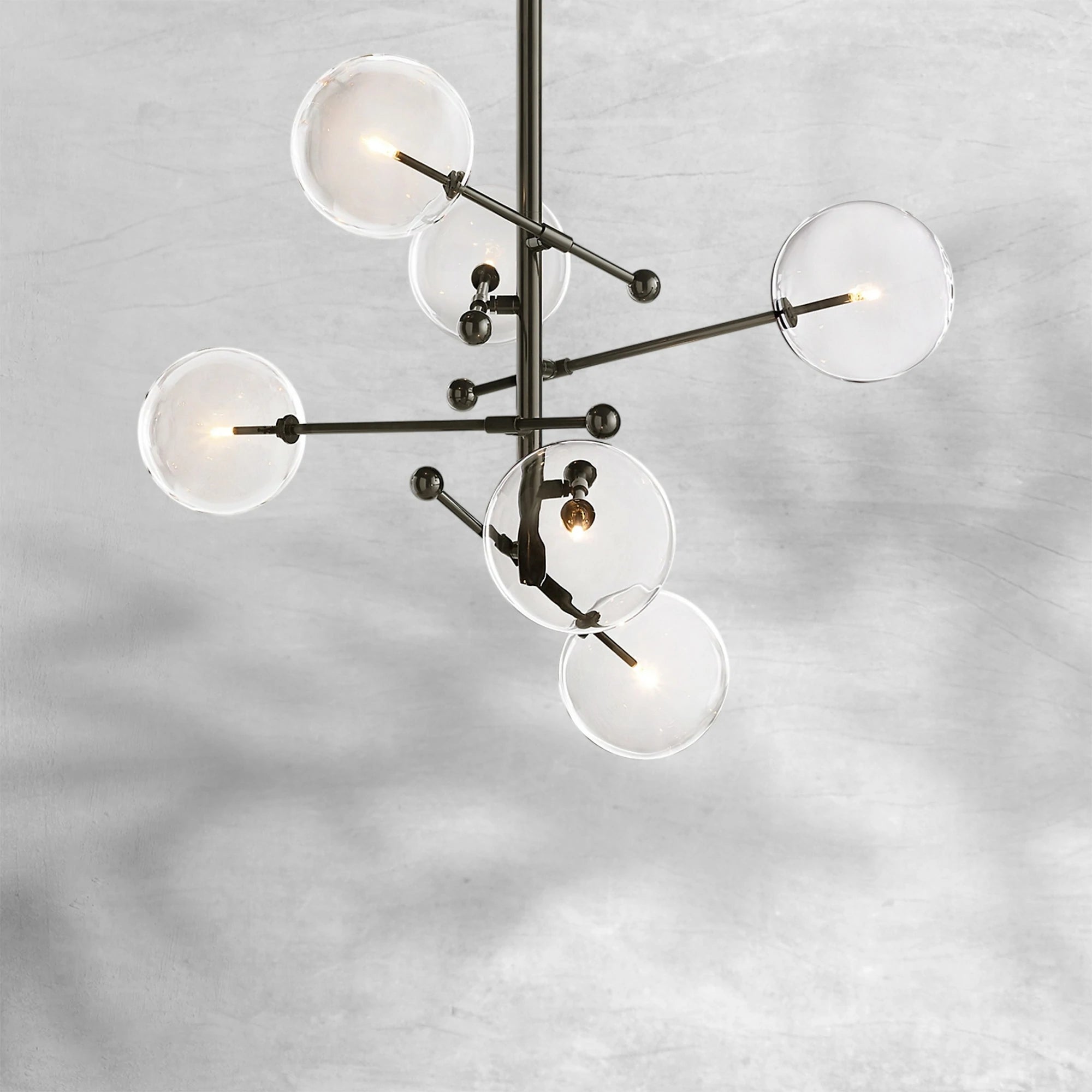 Glass Globe Mobile Six-Arm Chandelier 40"