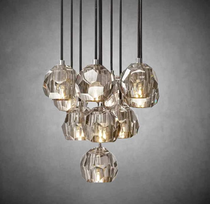 Bille De Crystal Cluster Round Chandelier 14"19"24"30"40"