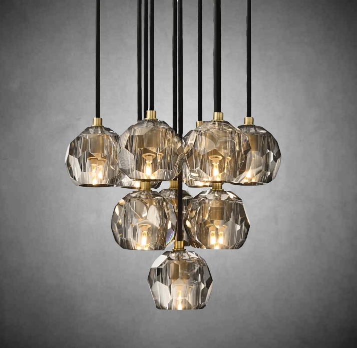 Bille De Crystal Cluster Round Chandelier 14"19"24"30"40"