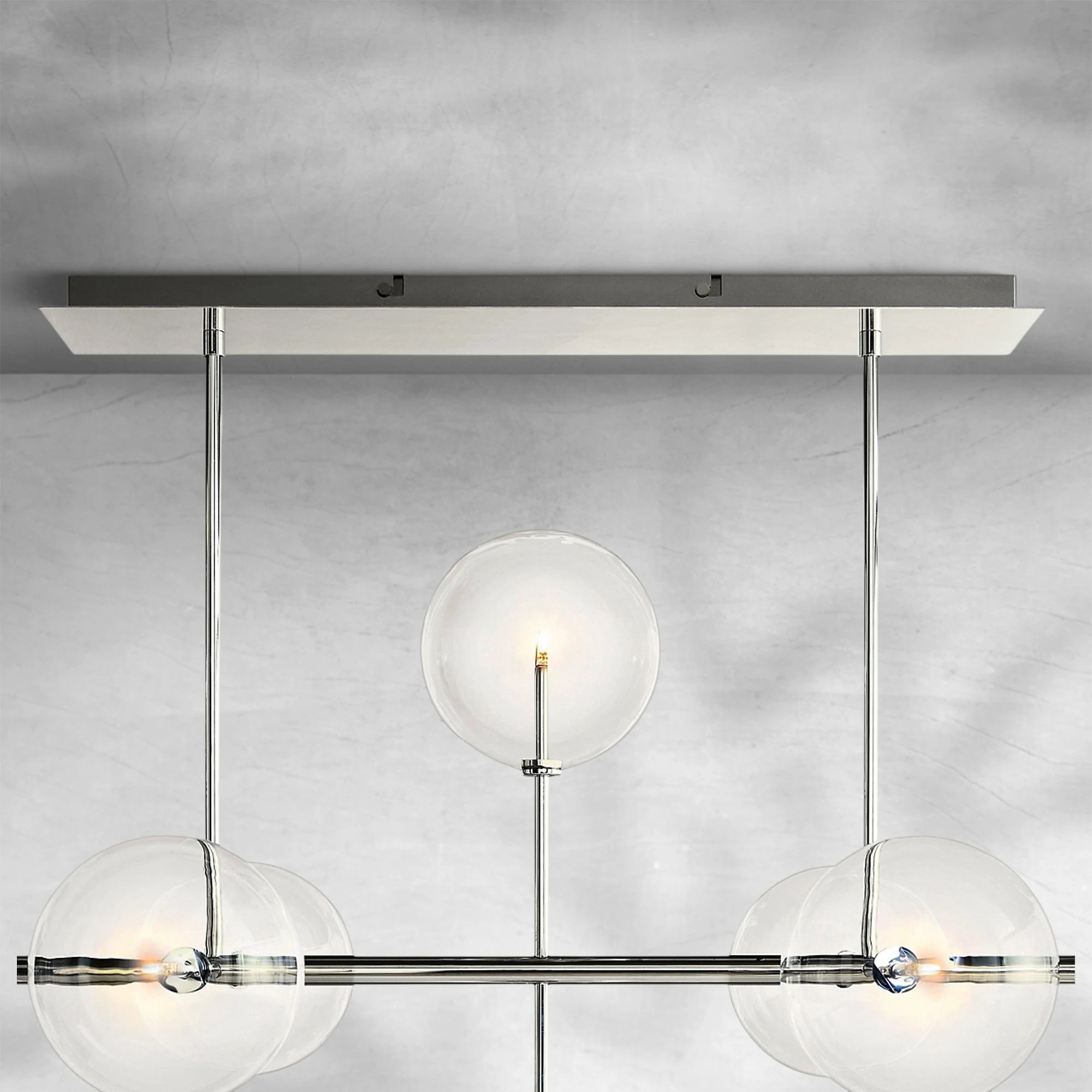 Glass Globe Mobile Linear Chandelier 72"