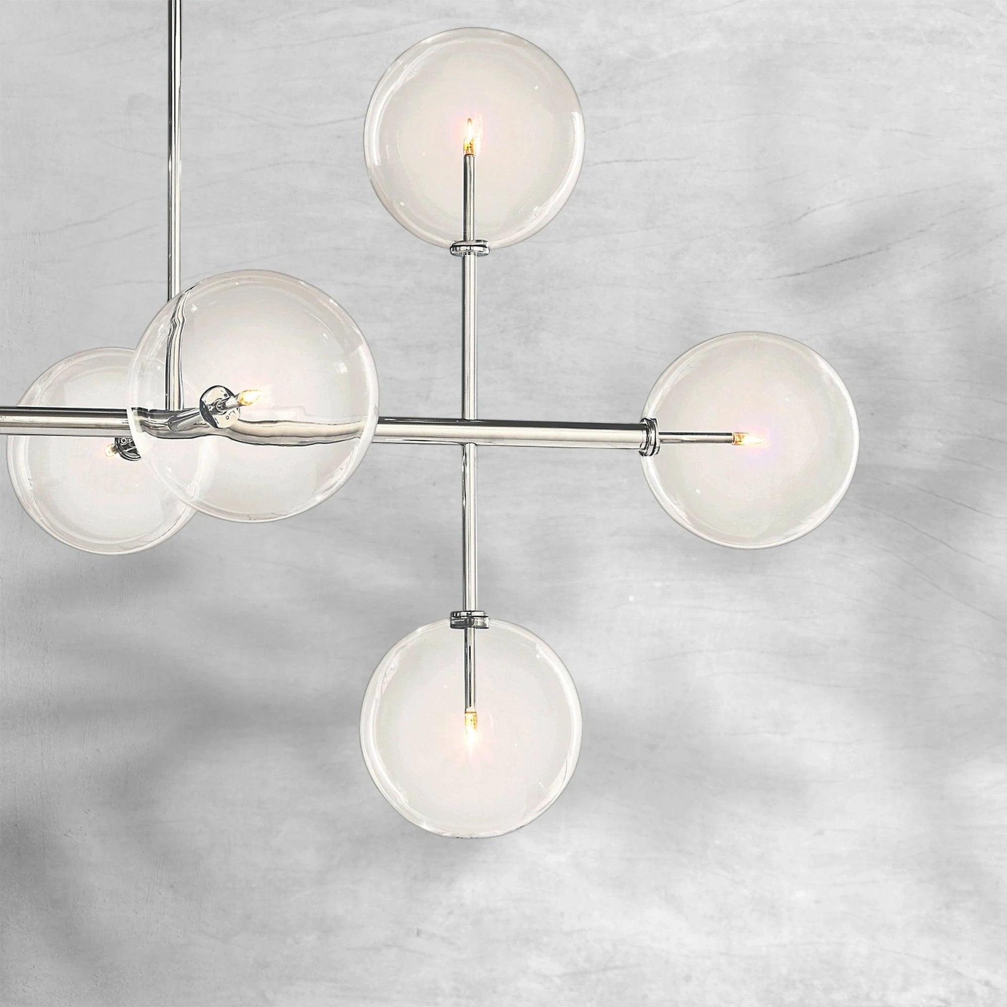Glass Globe Mobile Linear Chandelier 72"