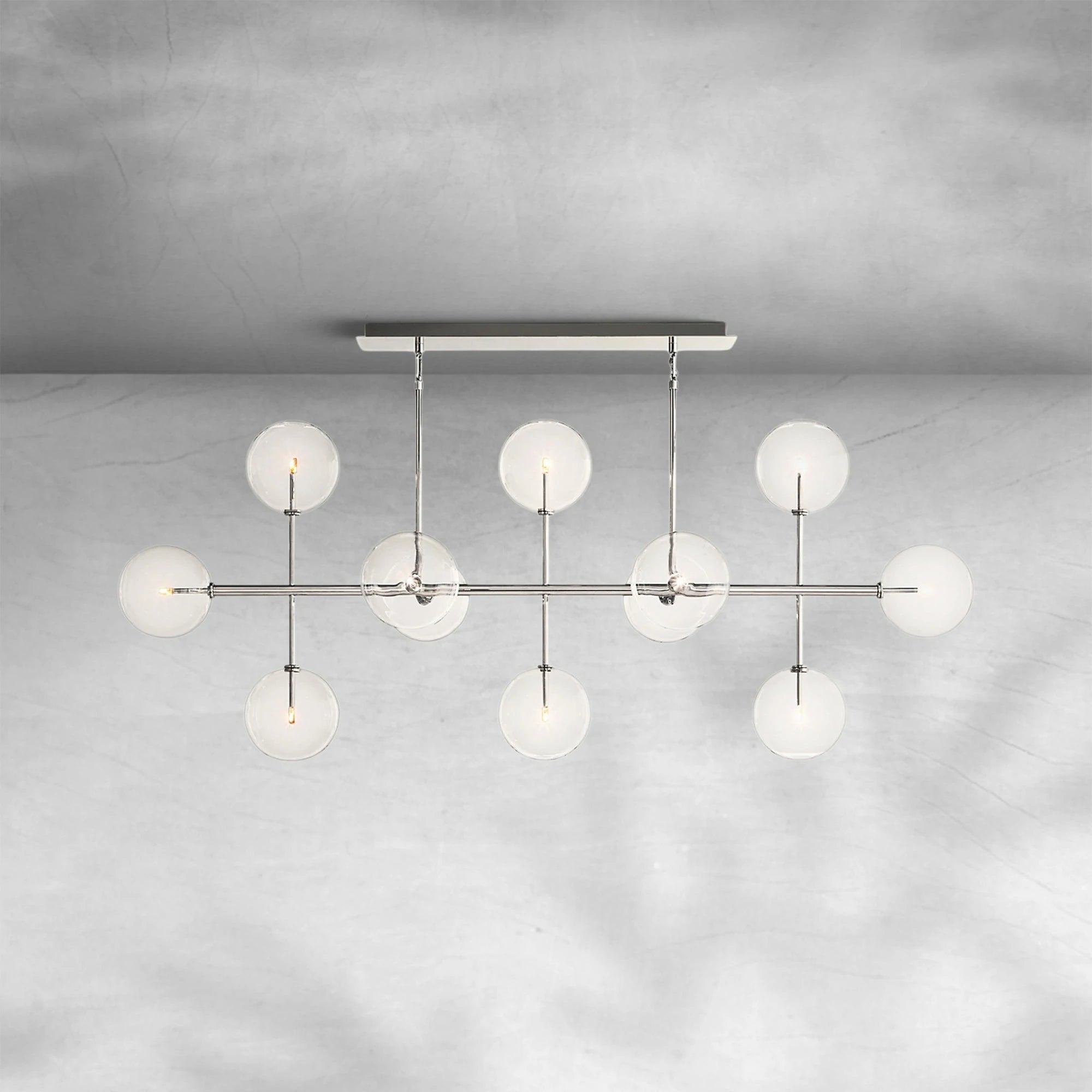 Glass Globe Mobile Linear Chandelier 72"