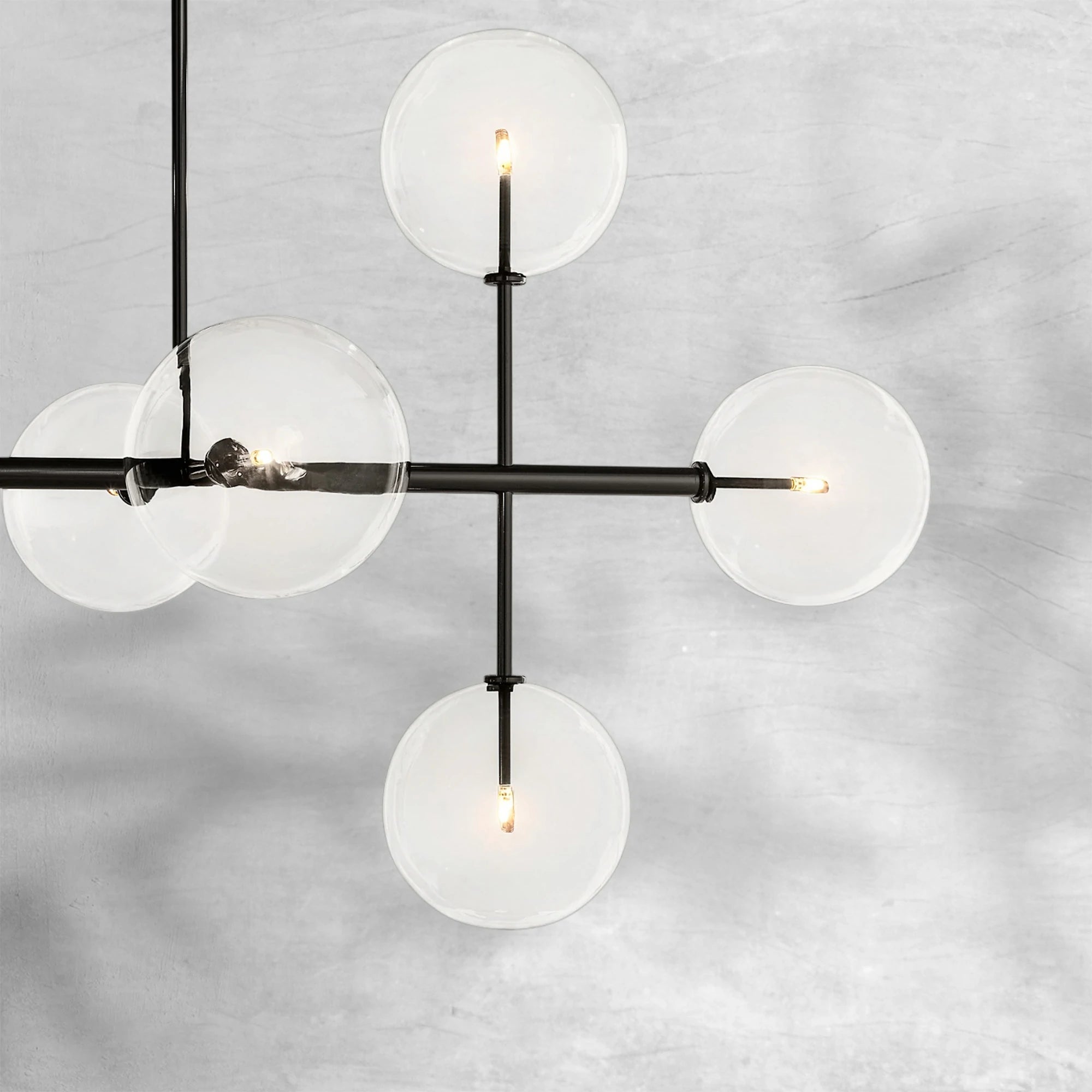 Glass Globe Mobile Linear Chandelier 72"